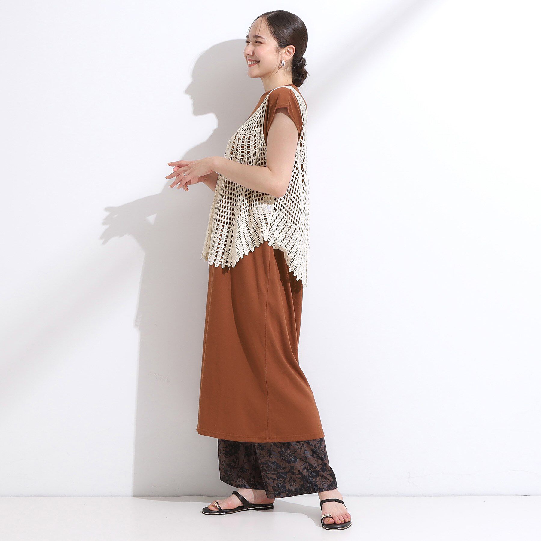 SHOO･LA･RUE「【2点セット】クロシェ編みレースベスト＋Tシャツワンピースセット」|ワンピース|