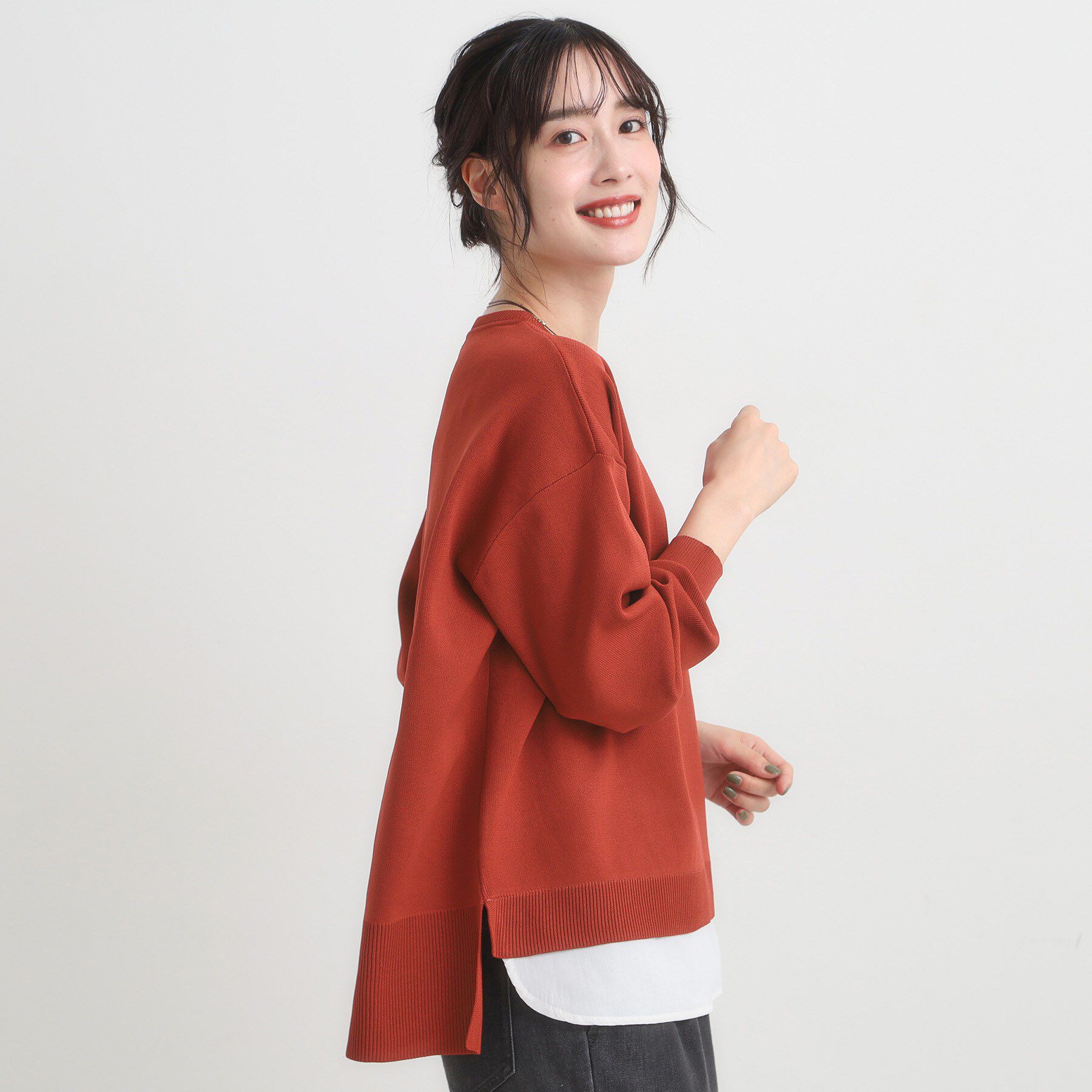 SHOO･LA･RUE「【S-LL/洗える】一枚で簡単こなれ見え スポンディッシュ 裾レイヤード風ニット【CIRCRIC】」|ニット・セーター|