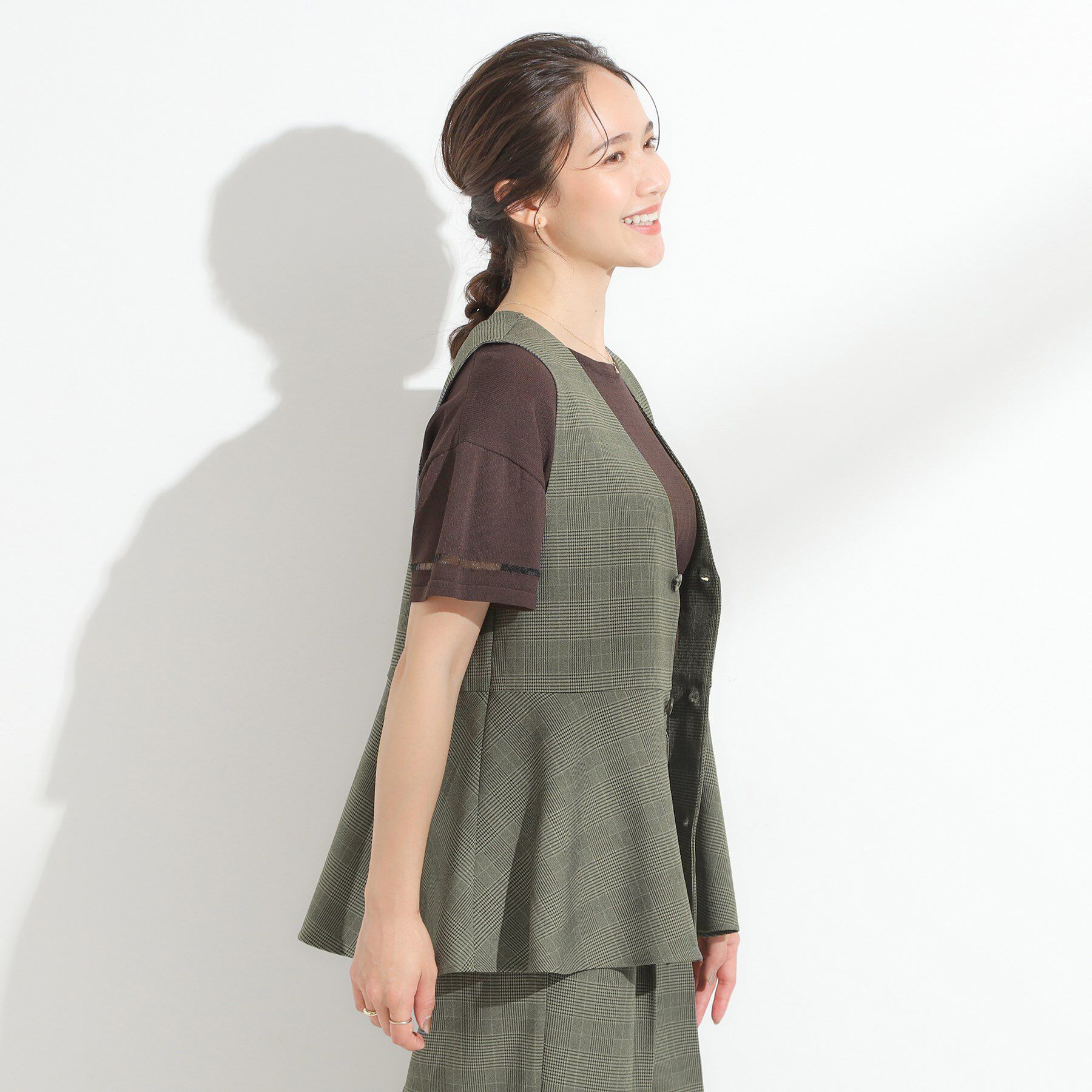 SHOO･LA･RUE「【S-LL/セットアップ可/洗濯後しわになりにくい】ペプラムジレ」|ベスト・ジレ|