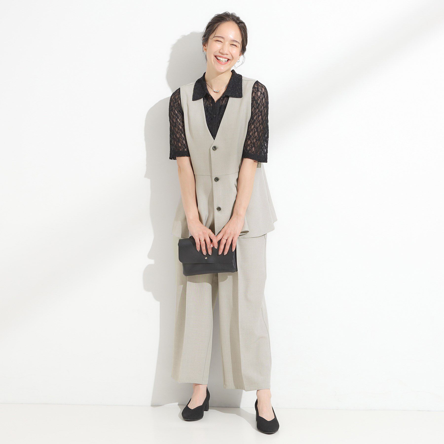 SHOO･LA･RUE「【S-LL/セットアップ可/洗濯後しわになりにくい】ペプラムジレ」|ベスト・ジレ|