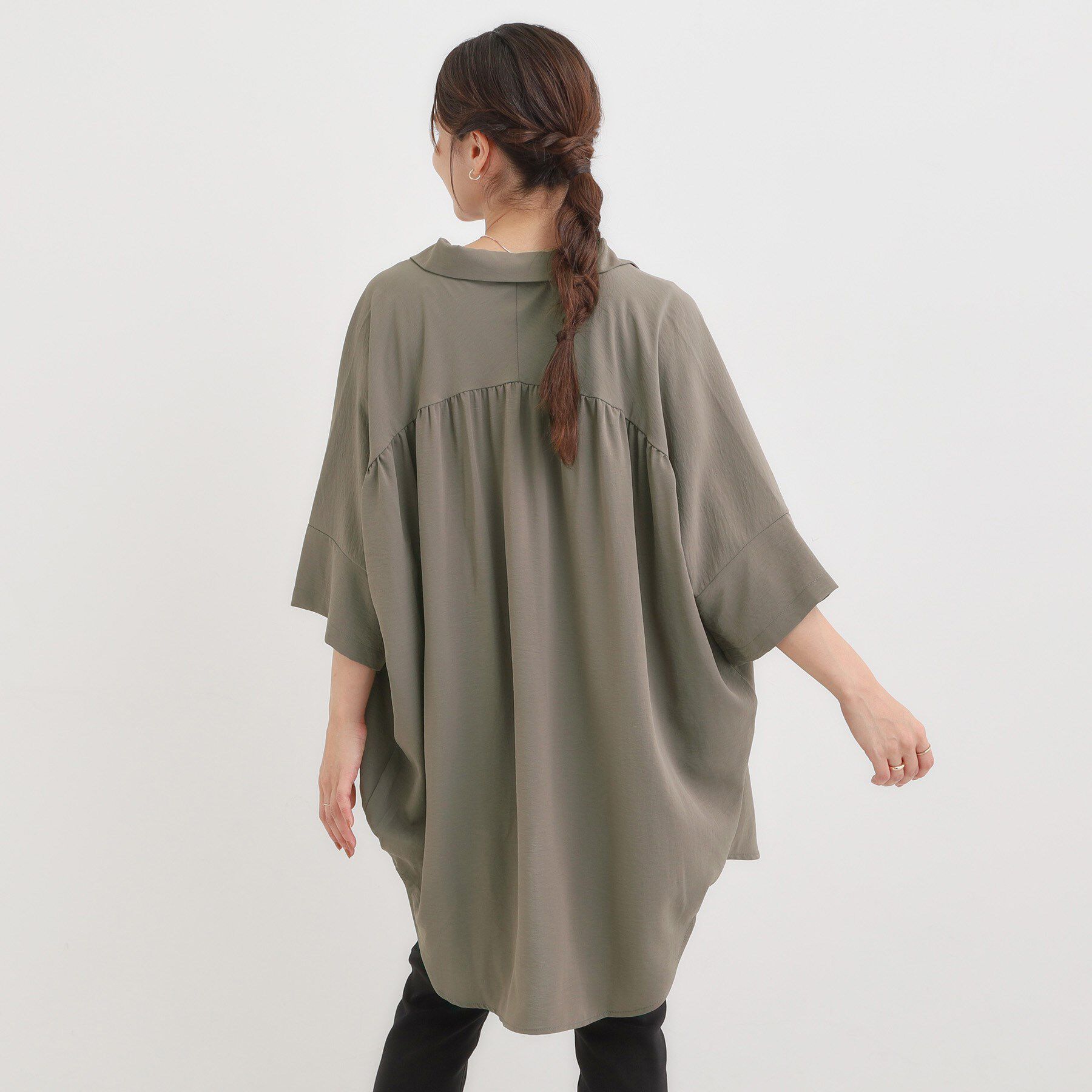 SHOO･LA･RUE「【S-LL/ひんやり】肌離れよくサラサラタッチが癖になる バックギャザーチュニック」|チュニック|