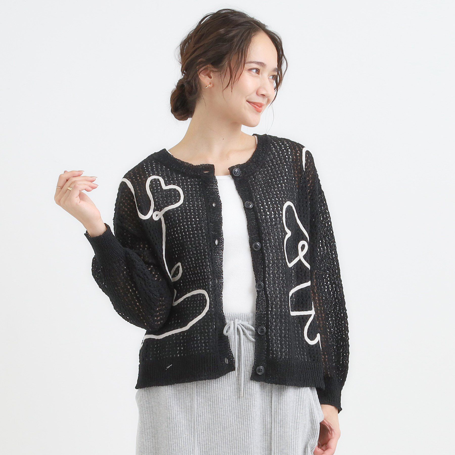 SHOO･LA･RUE「コード刺繍アソートメッシュカーディガン」|カーディガン|