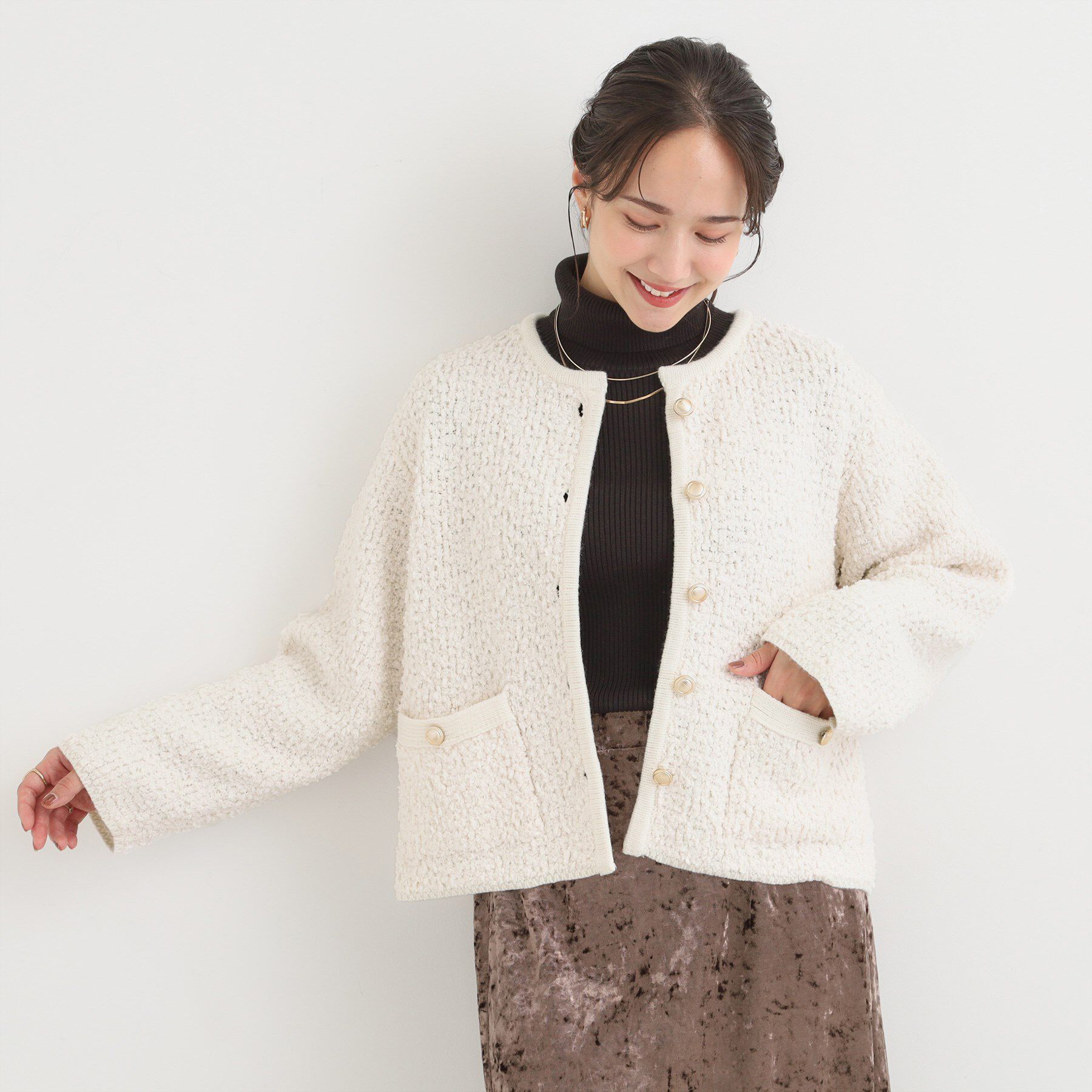 SHOO･LA･RUE「カジュアルにも きれいめにも ぽこぽこニットカーディガン」|カーディガン|