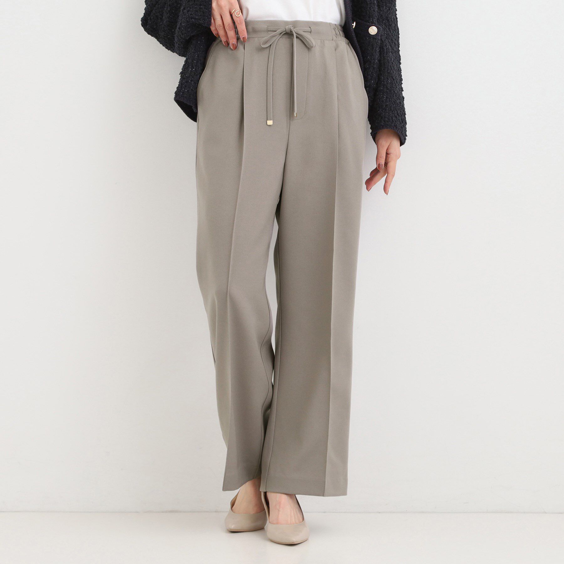 SHOO･LA･RUE「【洗濯機可/S-LL】上品シルエットで美しい イージーワイドパンツ」|その他|グレー(012)