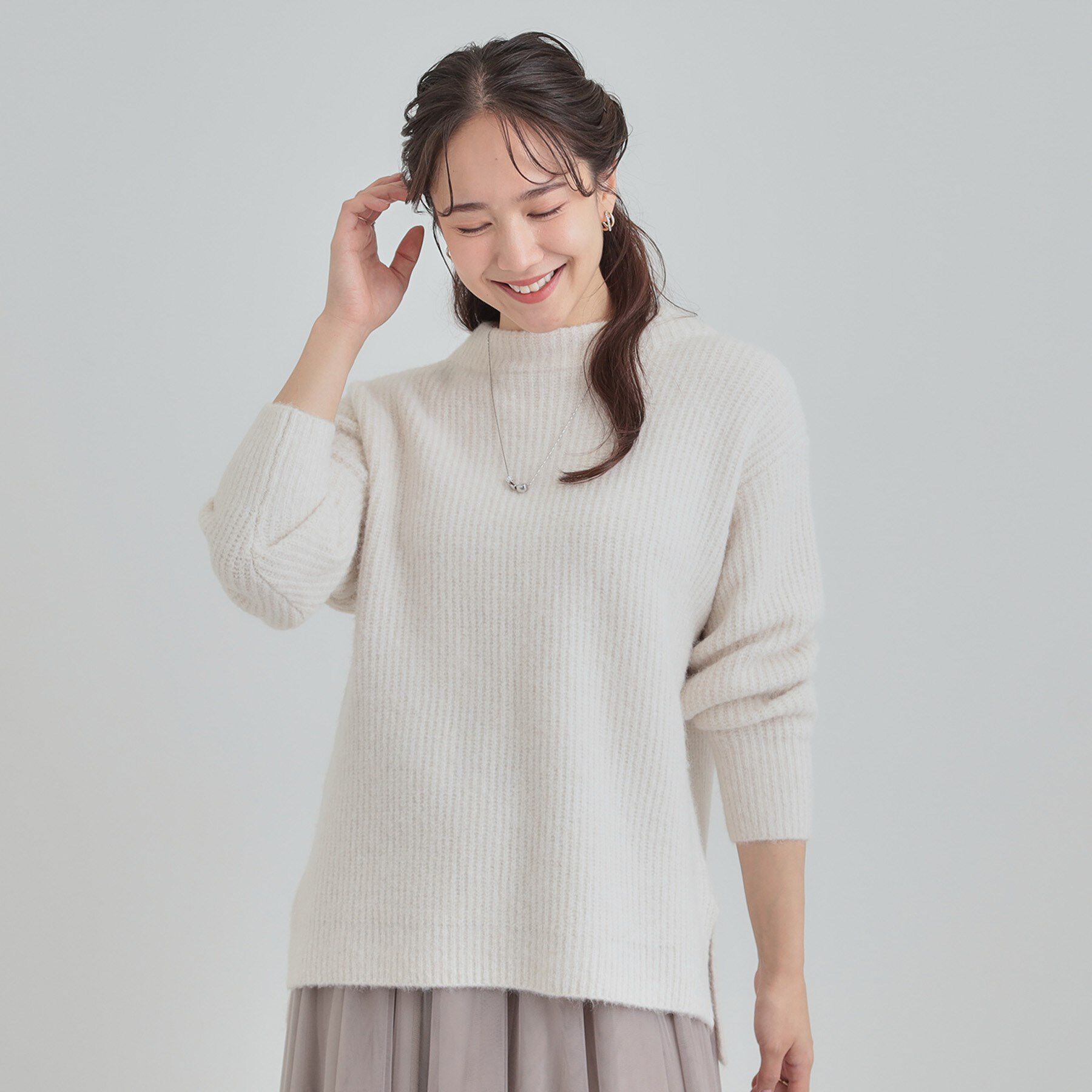 SHOO･LA･RUE「【S-LL/洗濯機可】ふわふわが魅力 ハイネックニットプルオーバー」|ニット・セーター|