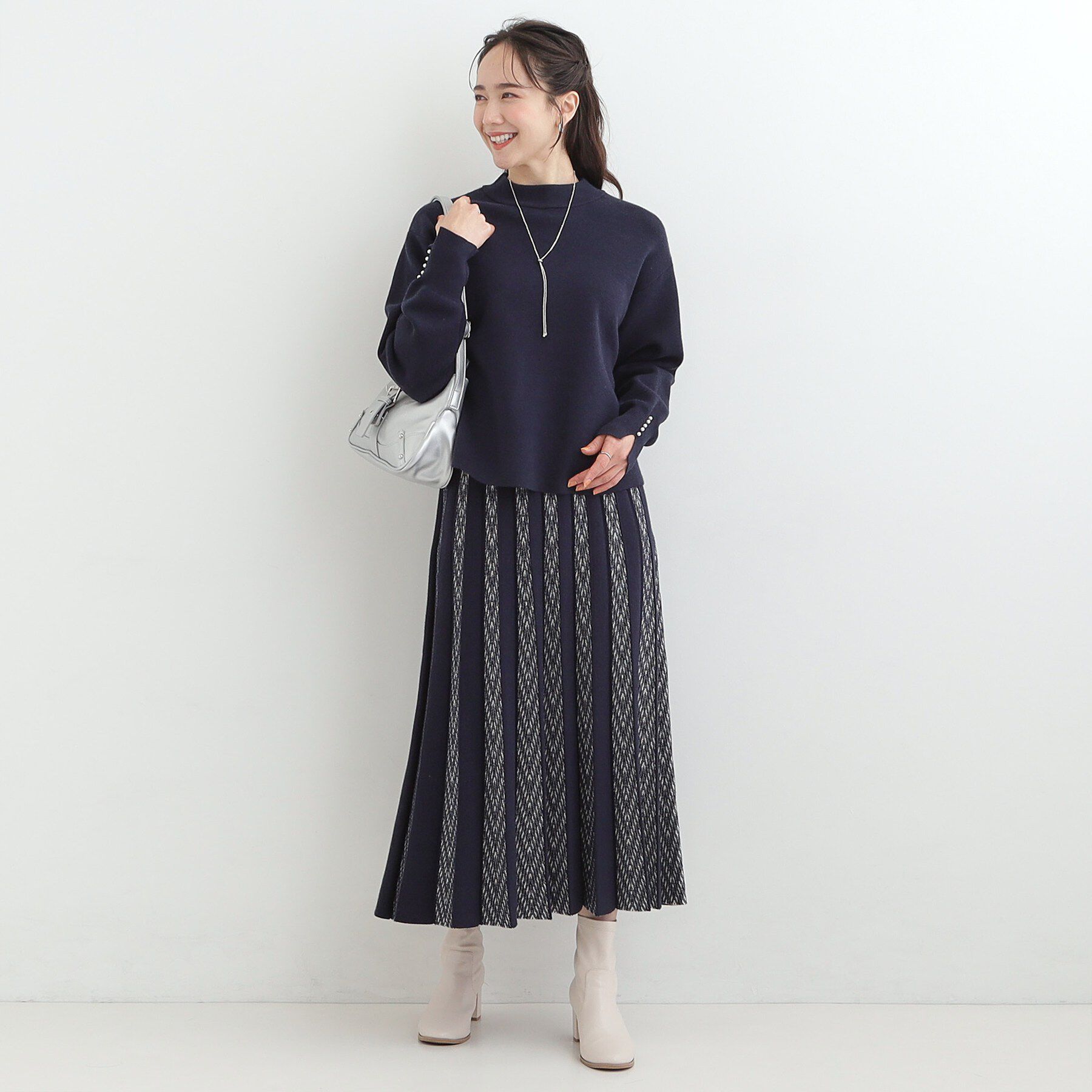 SHOO･LA･RUE「【洗濯機可/セットアップ可/S-LL】新色追加 インせず着られる もちもち裾ラウンドニット」|ニット・セーター|