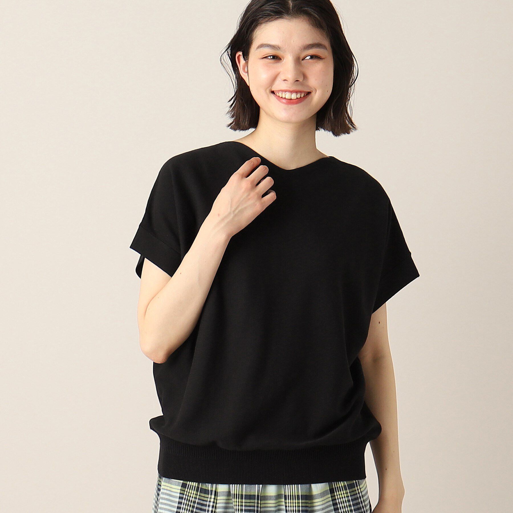 Dessin「【洗える】浅Vネックフレンチスリーブニット」|ニット・セーター|