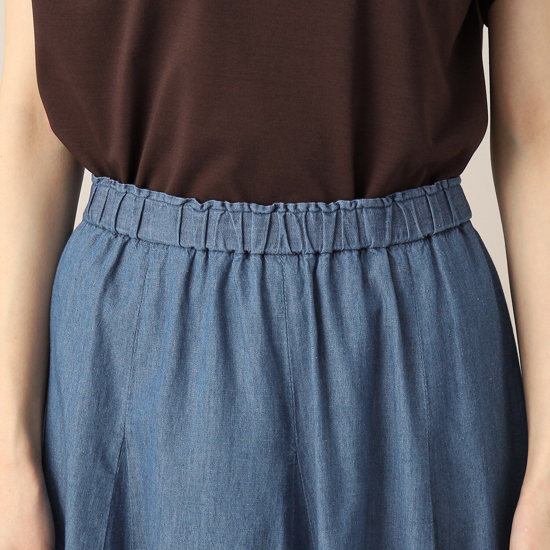 Dessin「【洗える】リネンブレンドデニム切替スカート（XS～L）」|スカート|