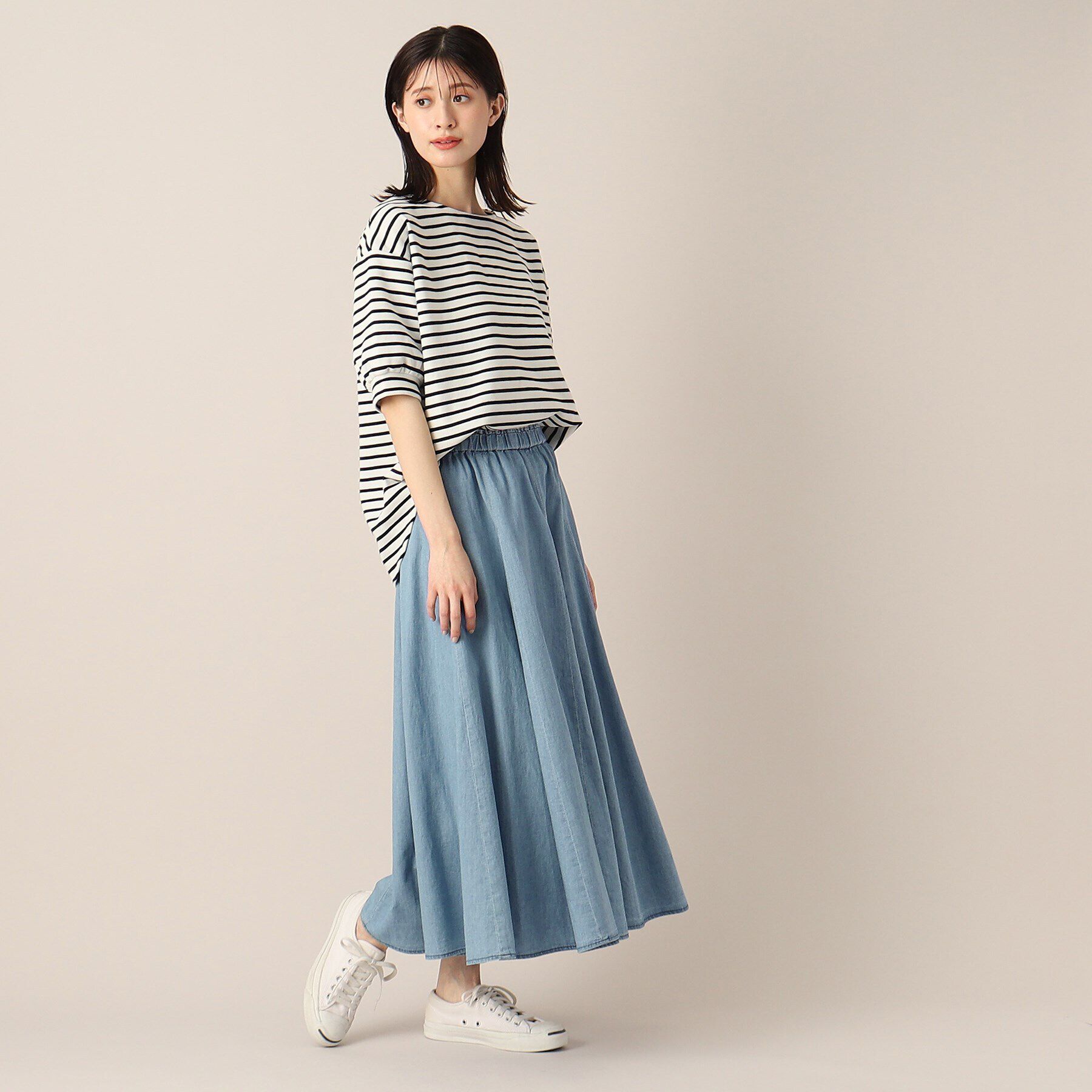 Dessin「【洗える】リネンブレンドデニム切替スカート（XS～L）」|スカート|