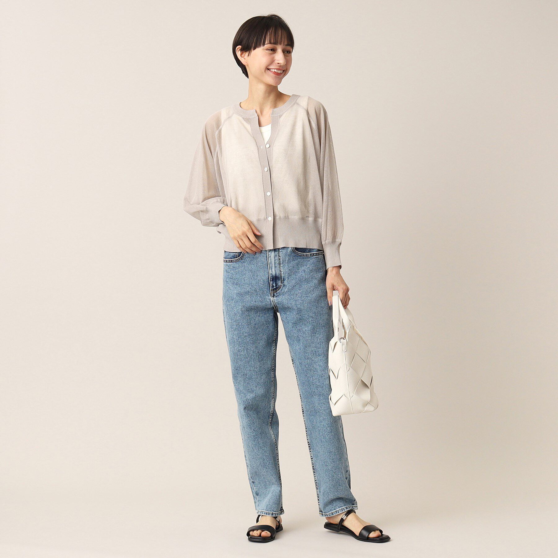 Dessin「【洗える】シースルースリットネックカーディガン」|カーディガン|