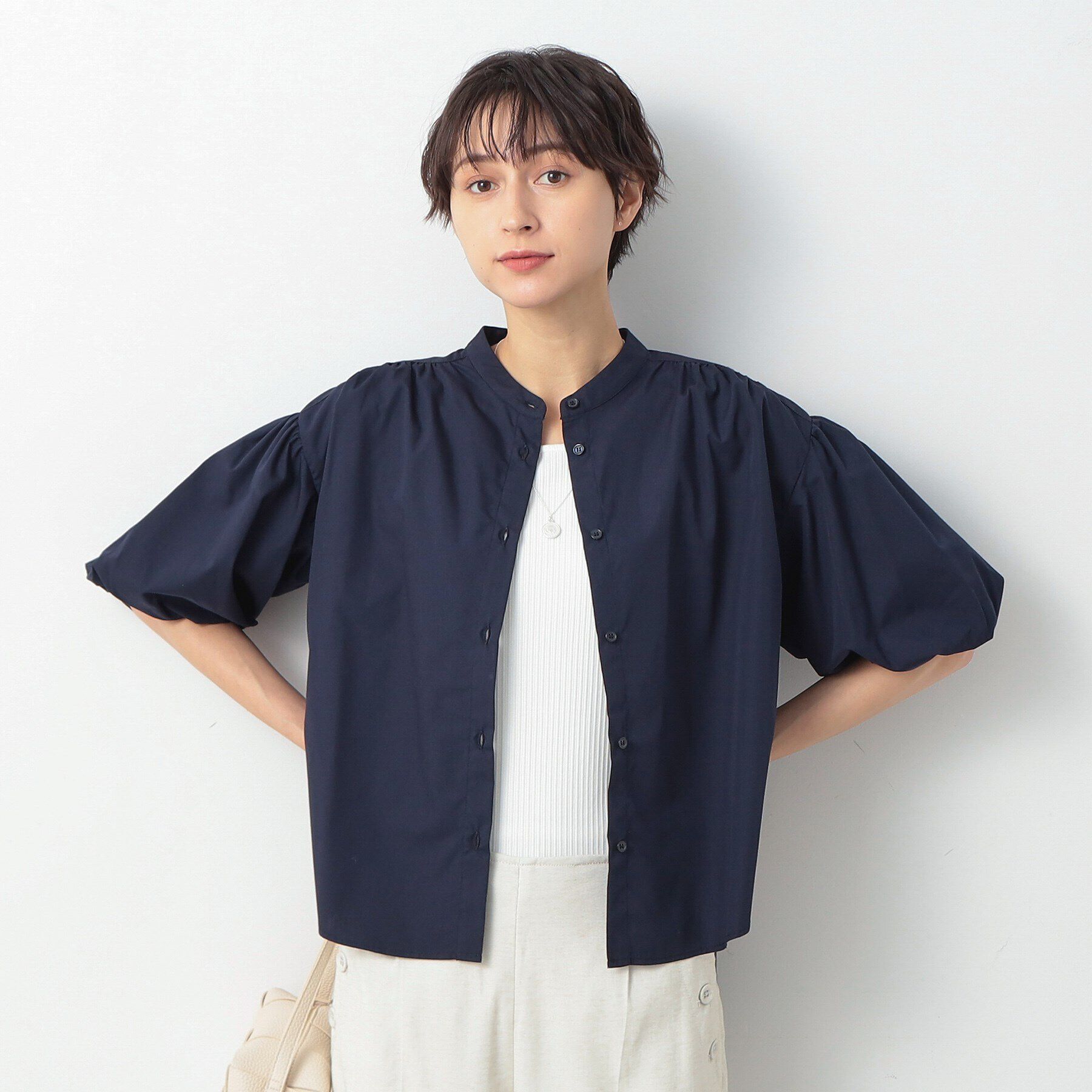 Dessin「【洗える】バルーンスリーブブラウス」|シャツ・ブラウス|ネイビー(094)