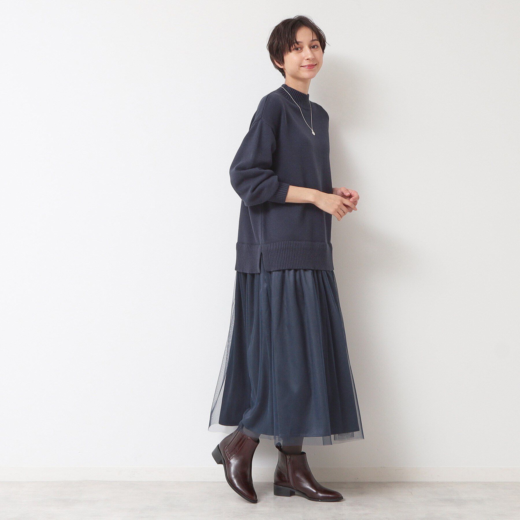 Dessin「【洗える】チュールスカートドッキングワンピース」|ワンピース|