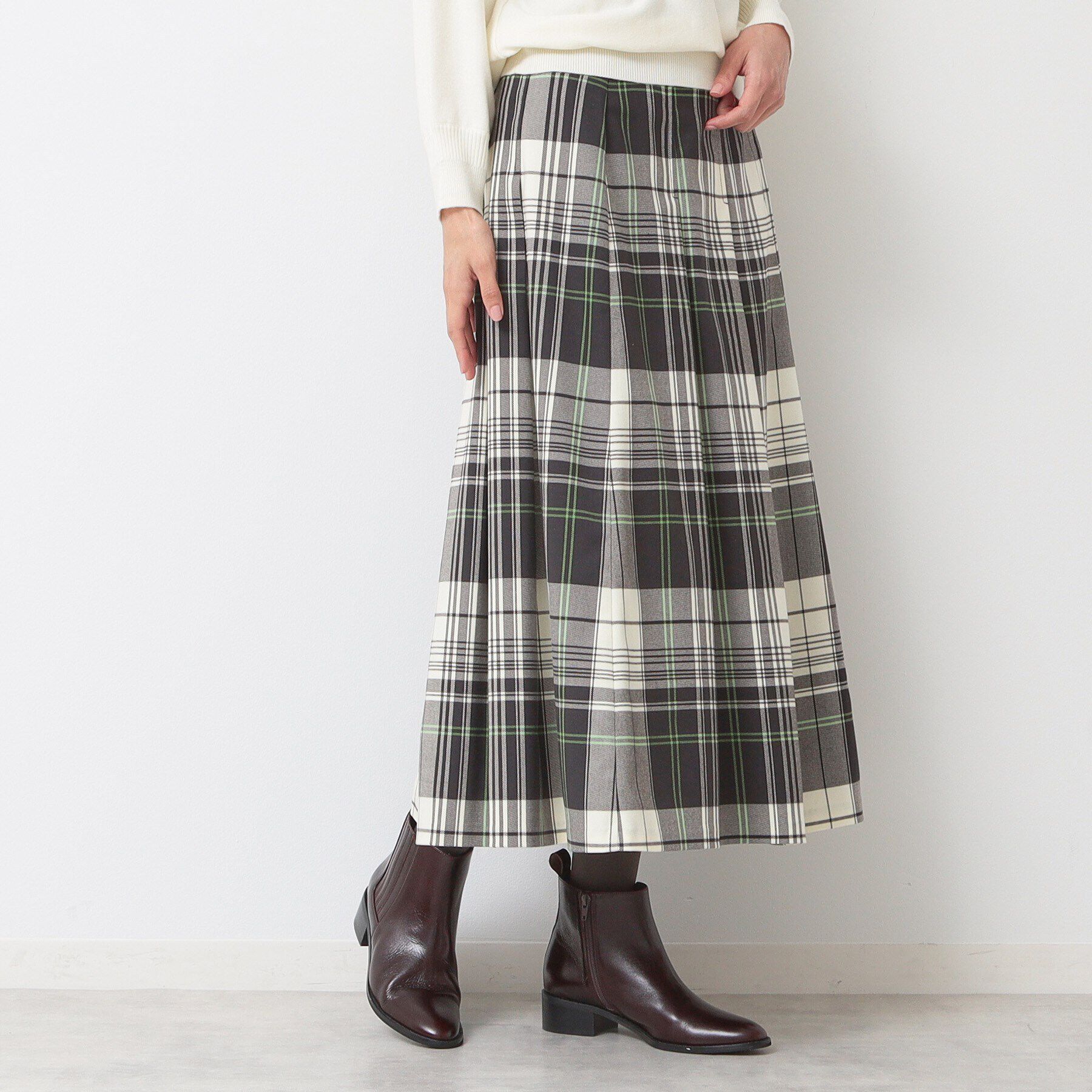 Dessin「【洗える】チェック柄タックプリーツスカート(XS~L)」|スカート|