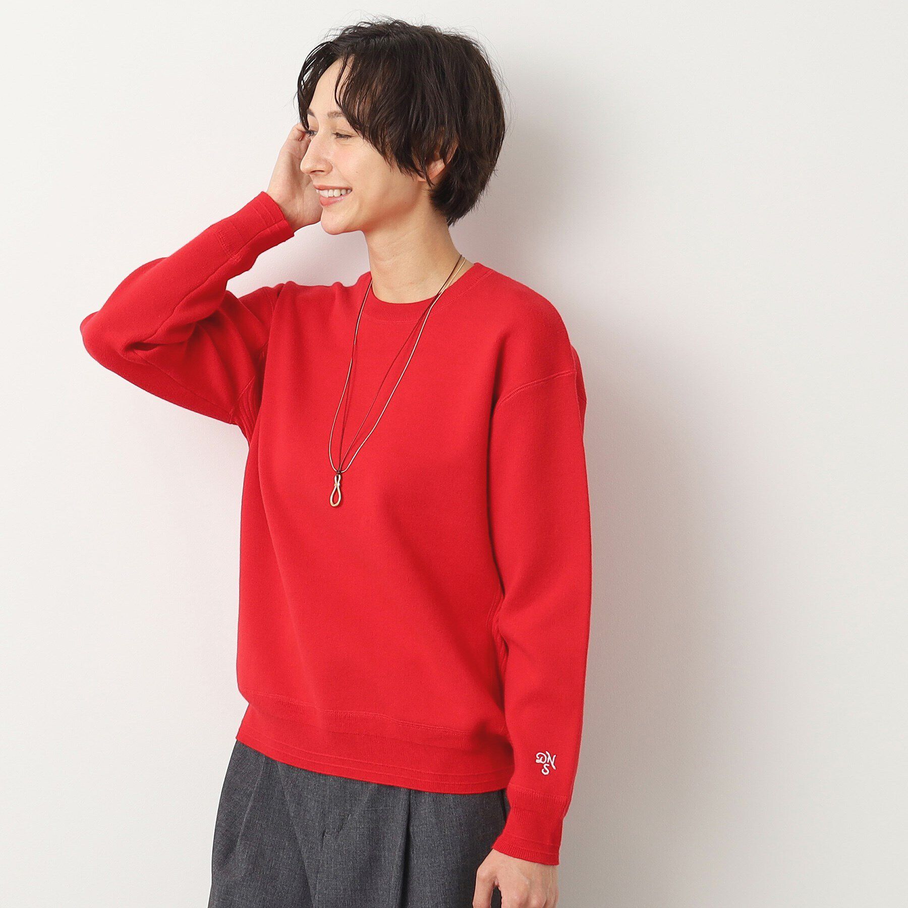 Dessin「【ユニセックス・洗える】コットンカシミヤケーブルニット」|ニット・セーター|レッド(062)