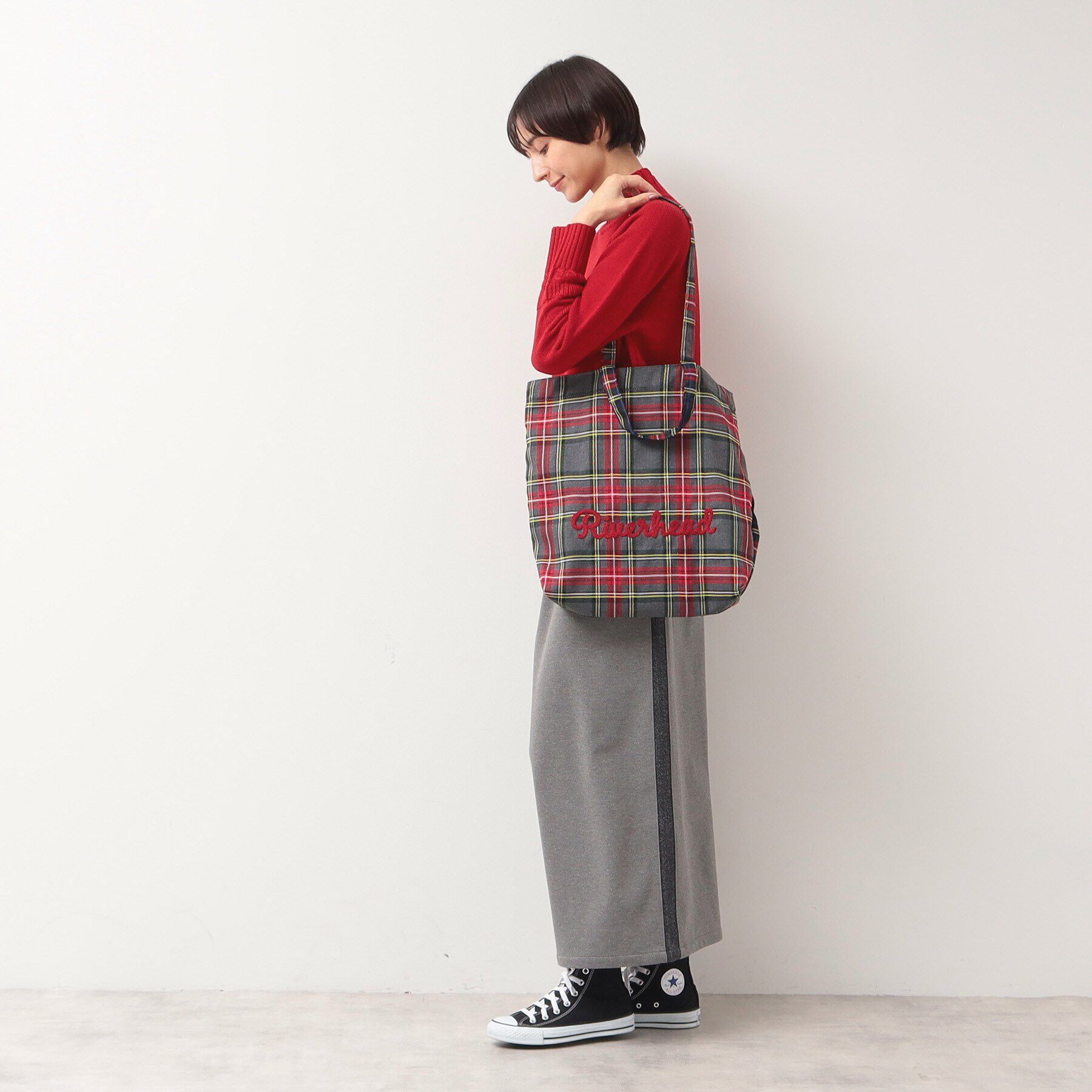 Dessin「【軽量・2WAY・A4サイズ可】刺繍チェックトート」|トートバッグ|