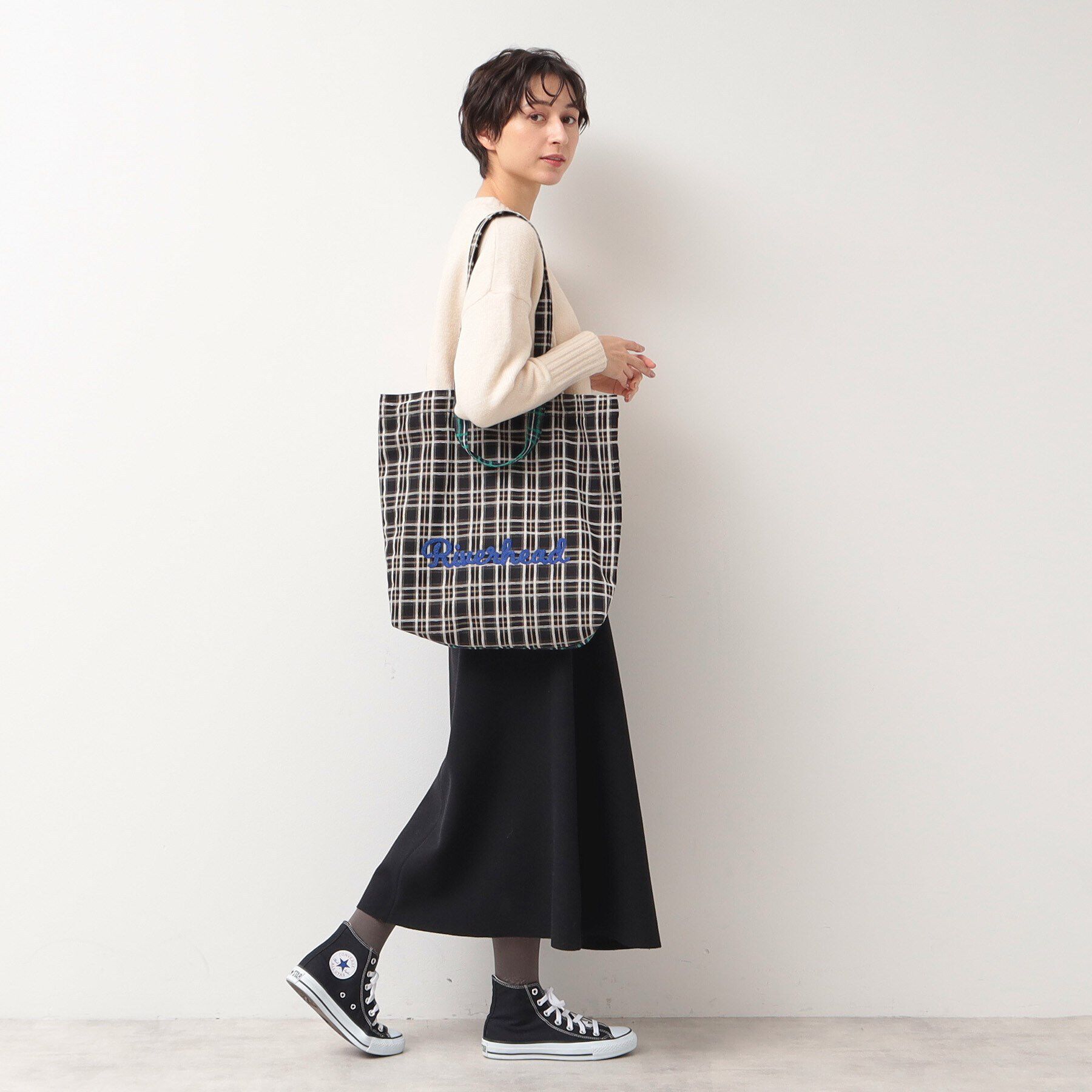 Dessin「【軽量・2WAY・A4サイズ可】刺繍チェックトート」|トートバッグ|