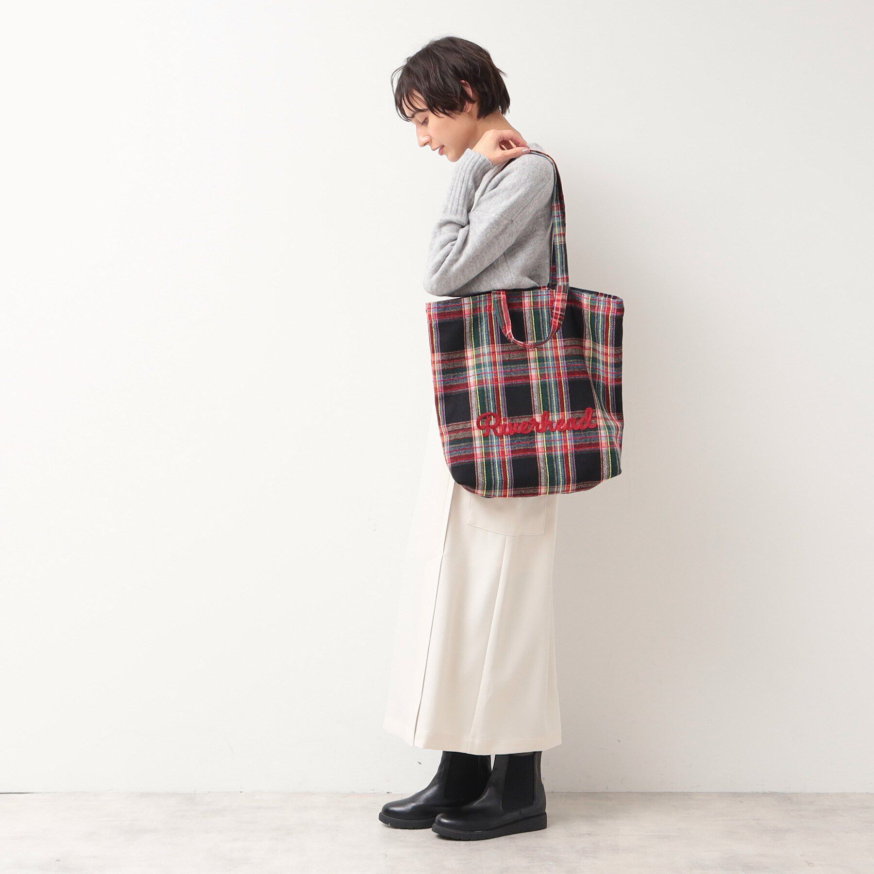 Dessin「【軽量・2WAY・A4サイズ可】刺繍チェックトート」|トートバッグ|