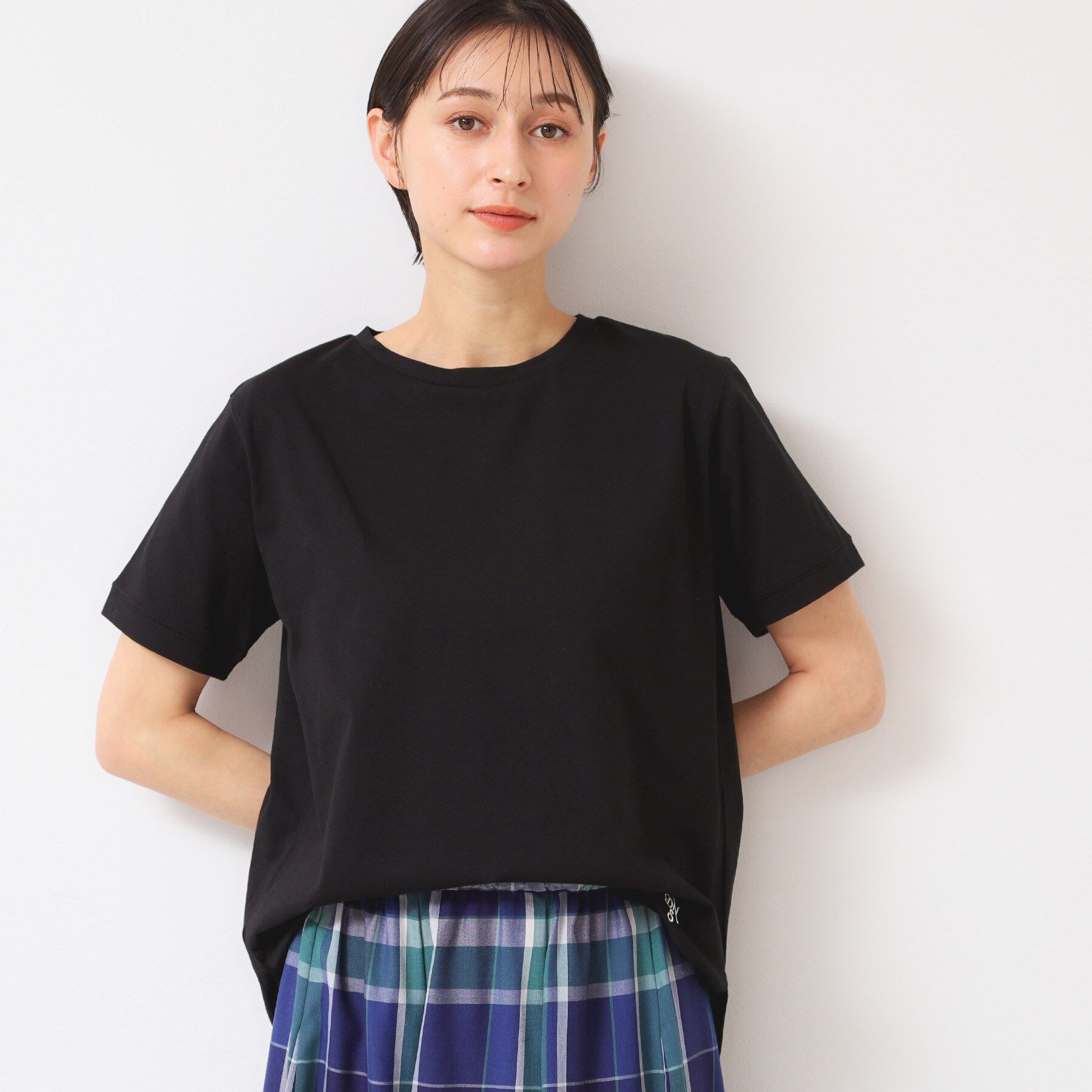 Dessin「【レイヤード・1枚着・プチプラ】シャツテールTシャツ（XS～L）」|Tシャツ・カットソー|ブラック(019)