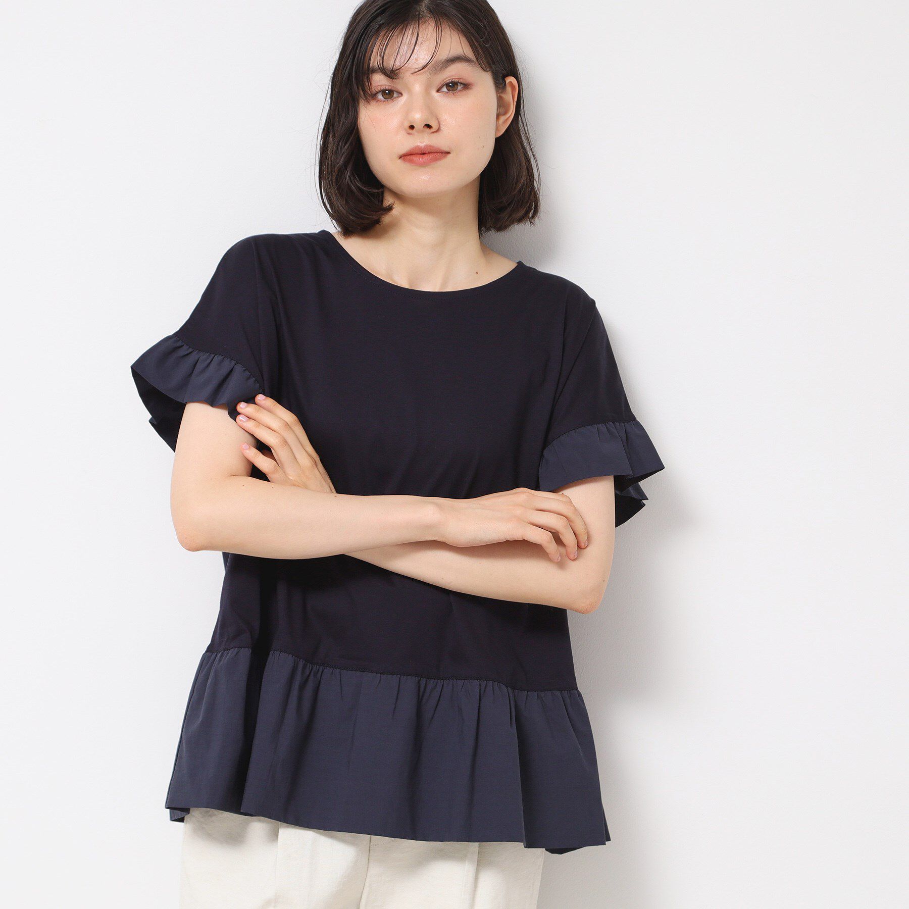 Dessin「◆【洗える】ラッフルドッキングカットソー」|Tシャツ・カットソー|