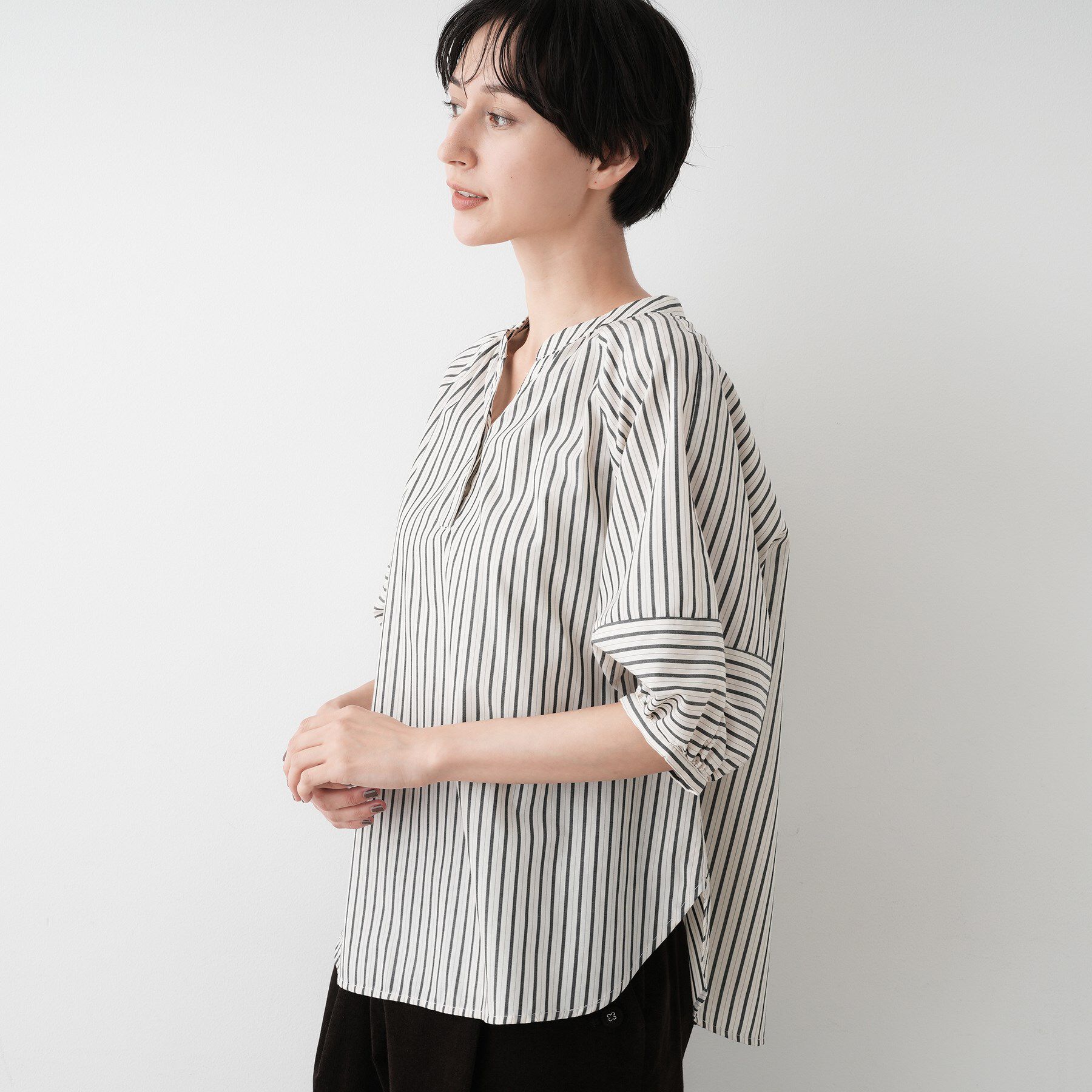 Dessin「【洗える/五分袖】ランタンスリーブスキッパーネックブラウス」|シャツ・ブラウス|