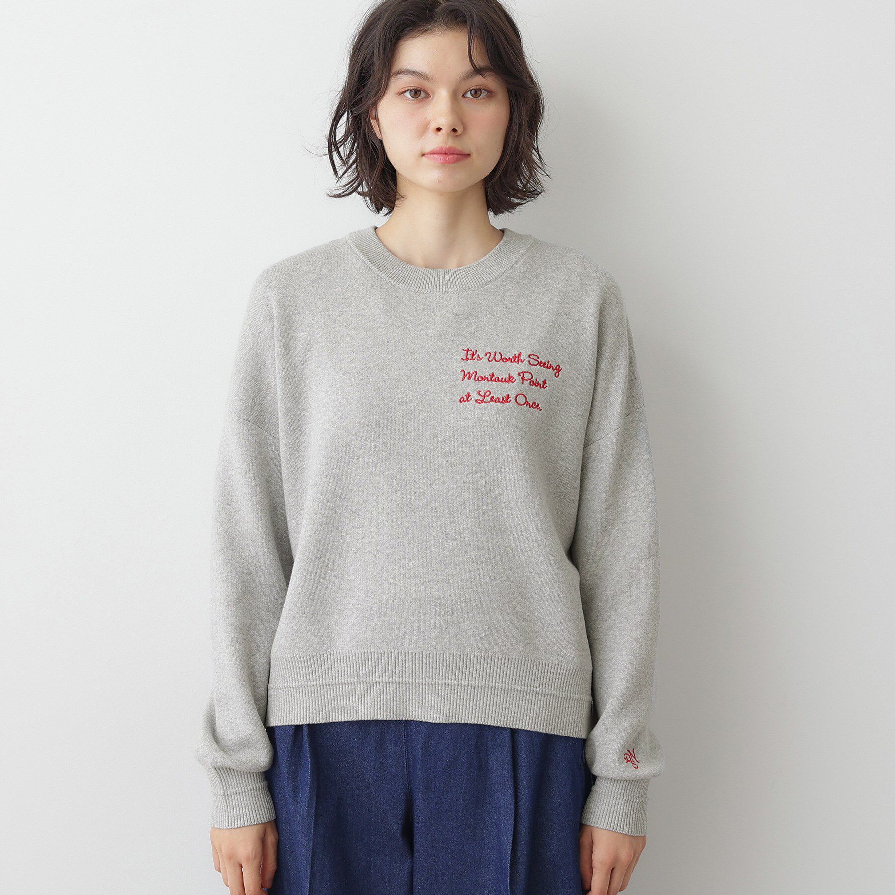 Dessin「【洗える】メッセージ刺繍入りジャカードニット」|ニット・セーター|