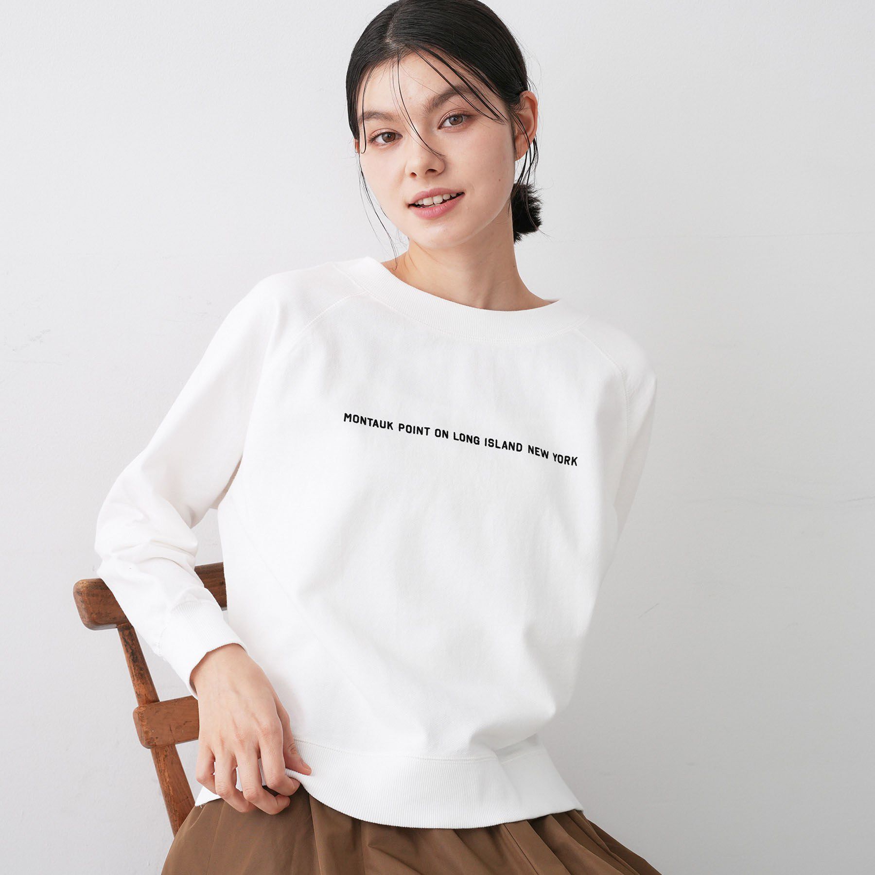 Dessin「【洗える】ラグラン切り替えミニロゴカットソー」|Tシャツ・カットソー|ホワイト(002)