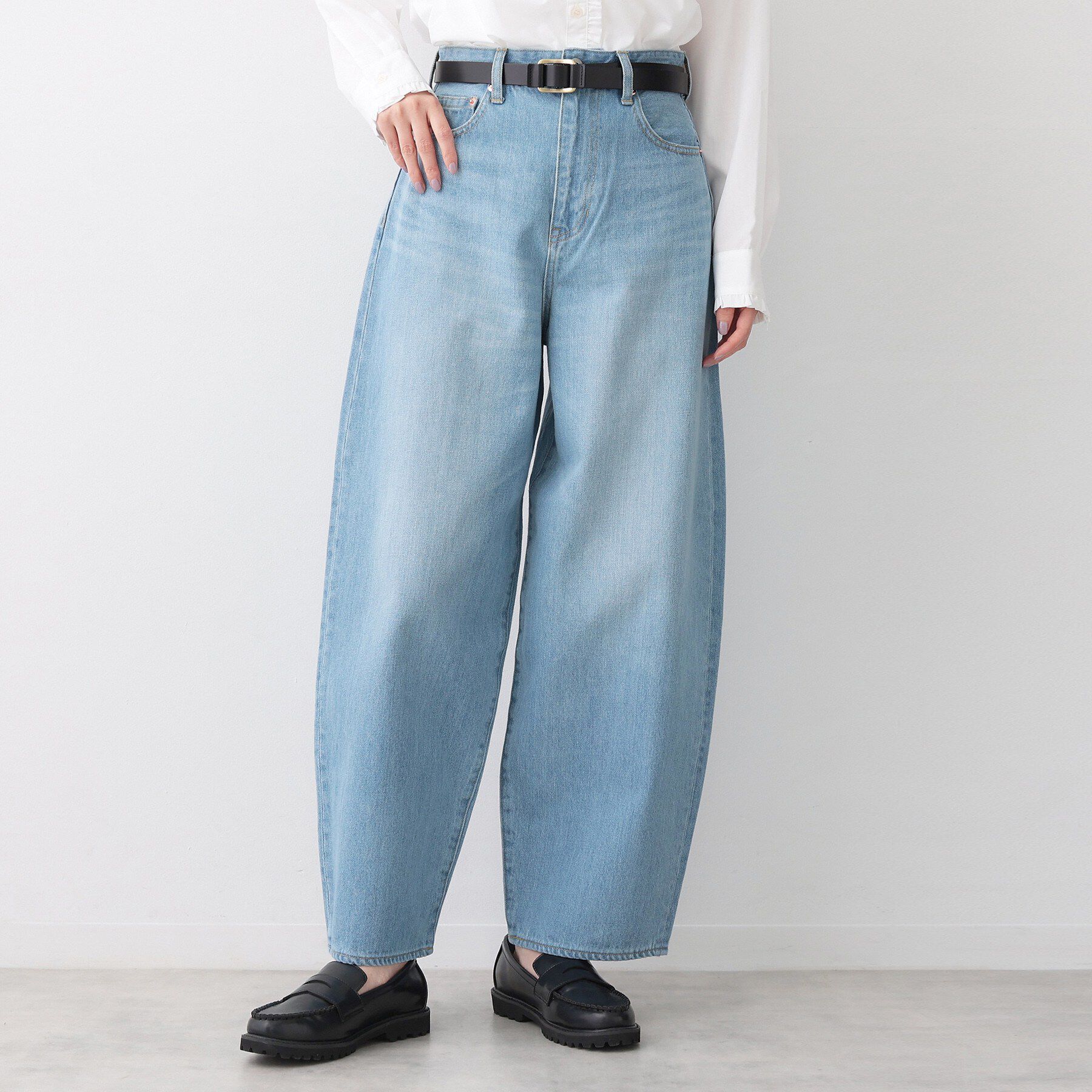 Dessin「【洗える】ワイドカーブシルエット12OZデニム」|その他|サックスブルー(09