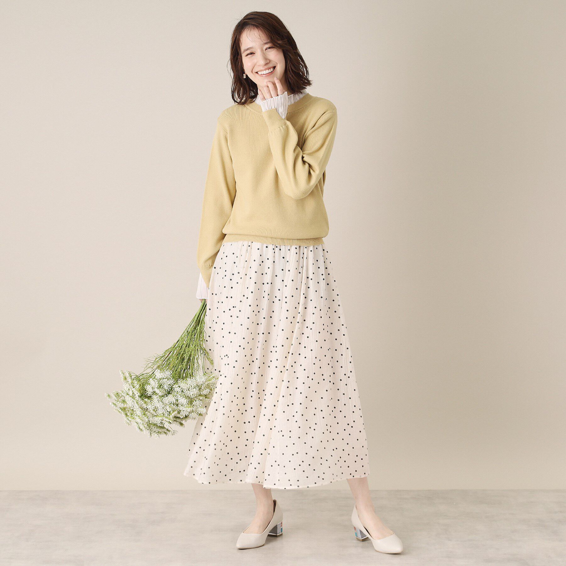 ITS&rsquo;DEMO「【手洗い可／通勤】プリーツフリル襟ニット」|ニット・セーター|