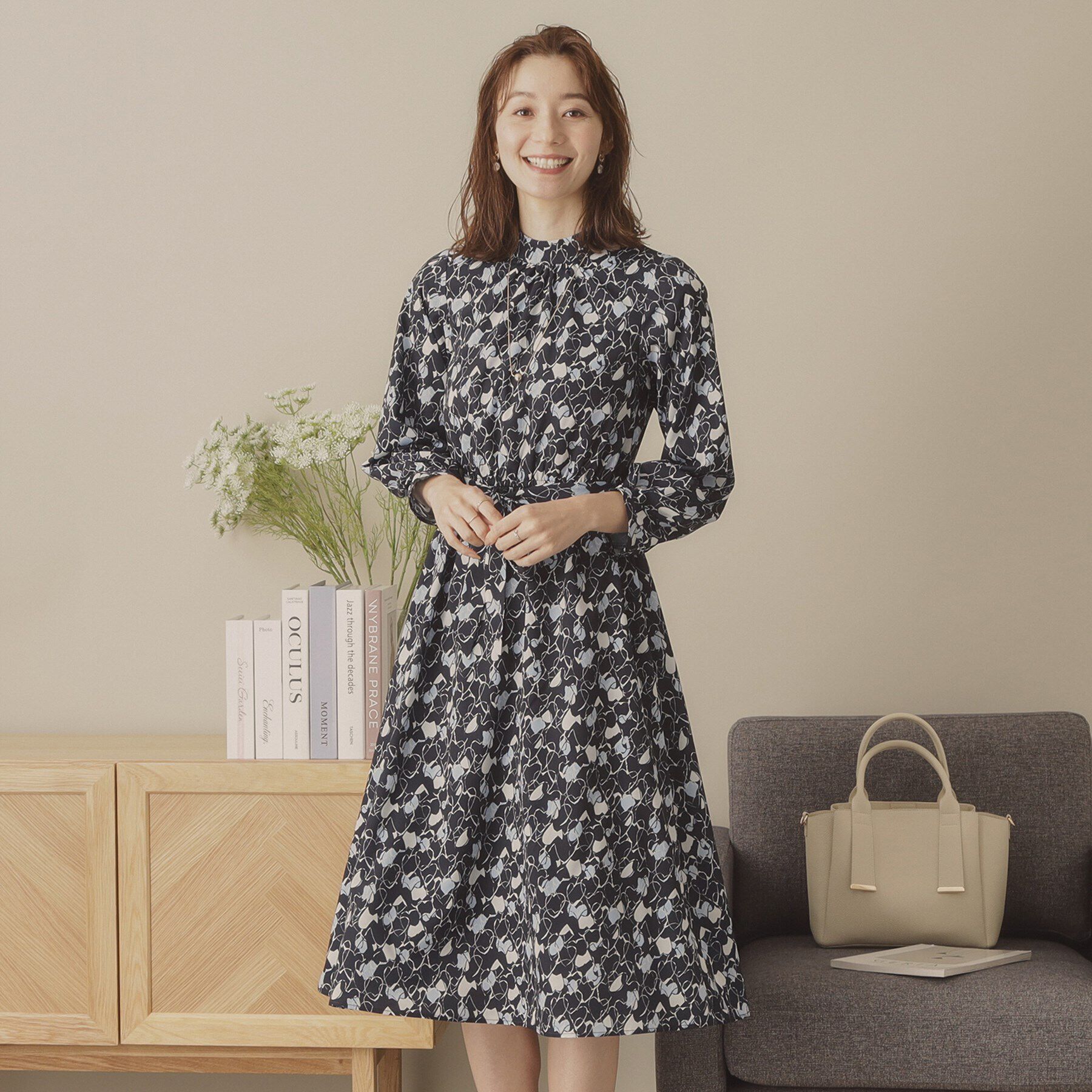 ITS&rsquo;DEMO「【手洗い可／ウエストゴム】ハートプリントワンピース」|ワンピース|ネイビー(194)