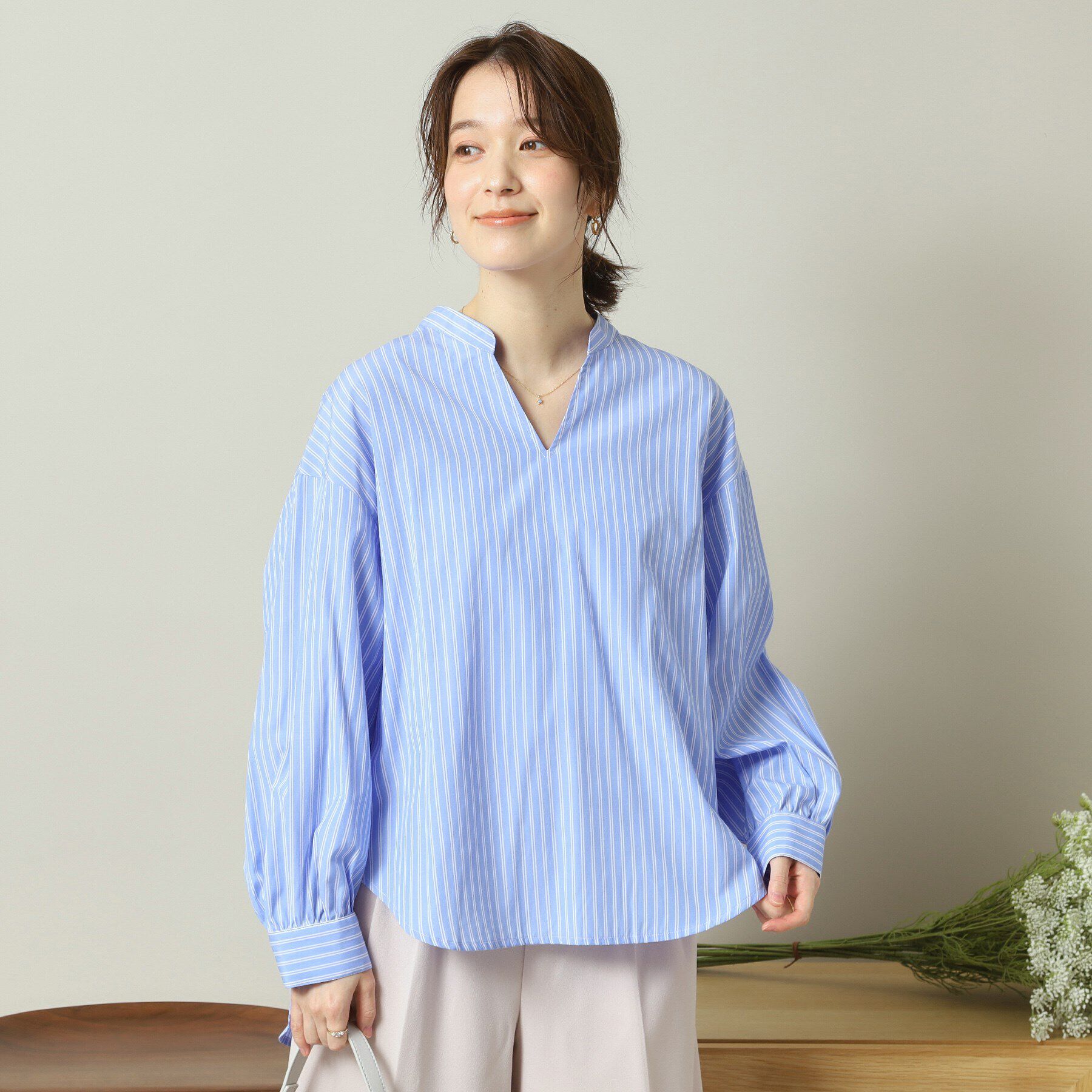 ITS&rsquo;DEMO「【手洗い可／通勤】バックギャザーブラウス」|シャツ・ブラウス|サックスブルー(39