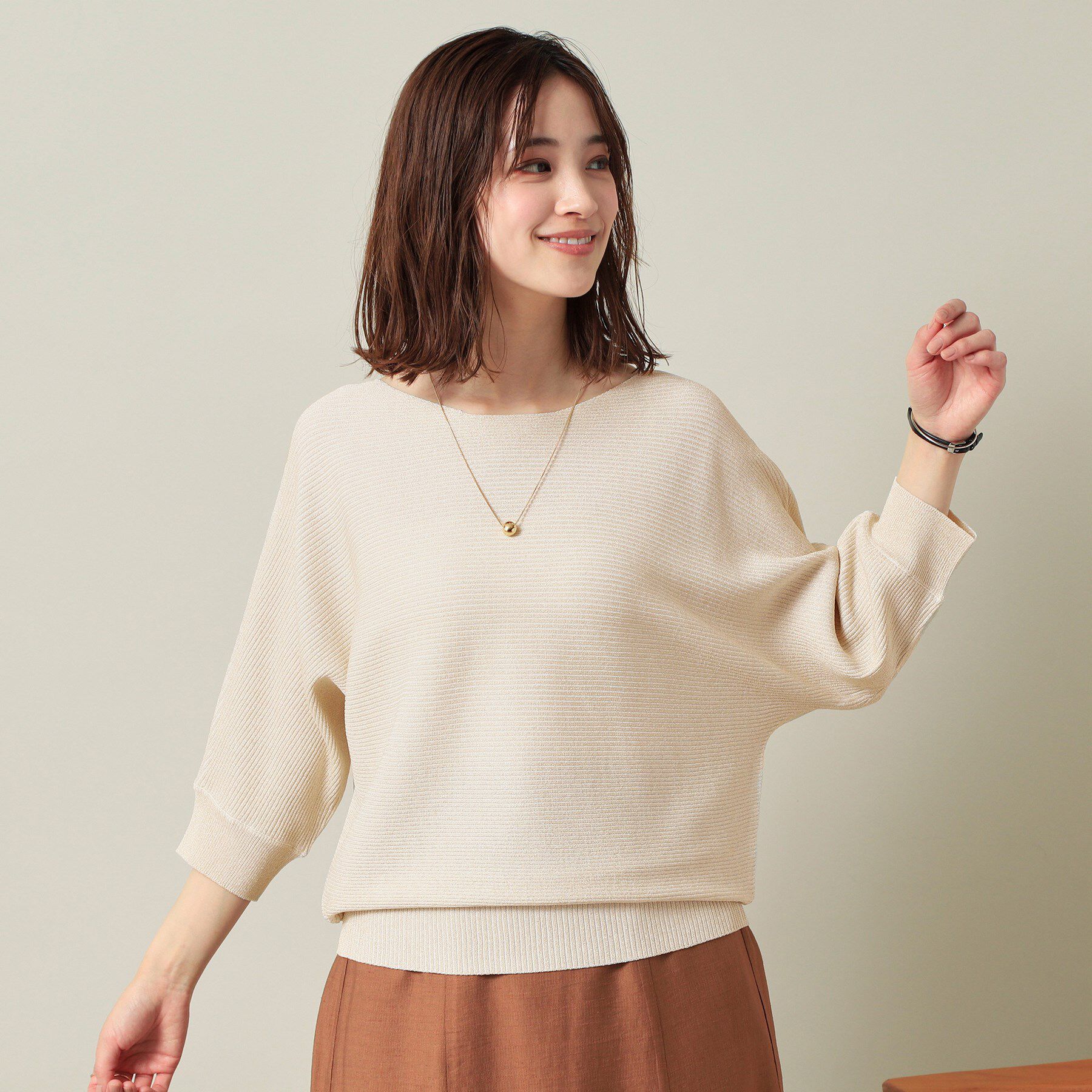 ITS&rsquo;DEMO「【UVケア／アンチピリング／洗濯機OK】ラメリブドルマンニット」|ニット・セーター|