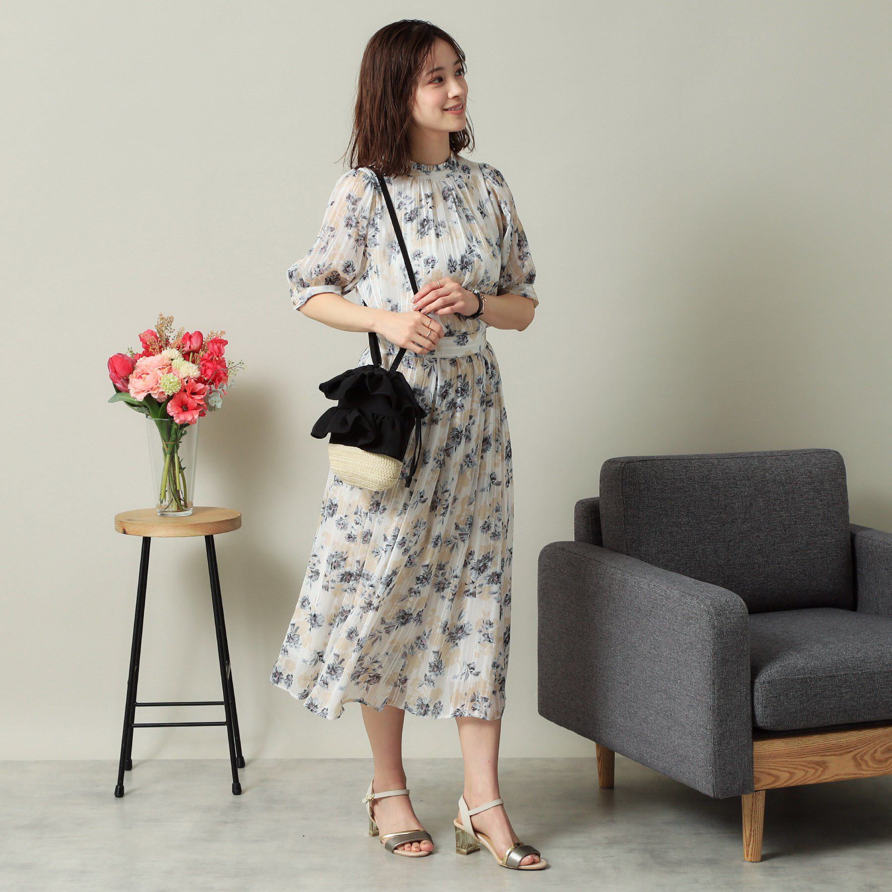 ITS&rsquo;DEMO「雑材フリルコンビ巾着ショルダー」|ショルダー・メッセンジャー|