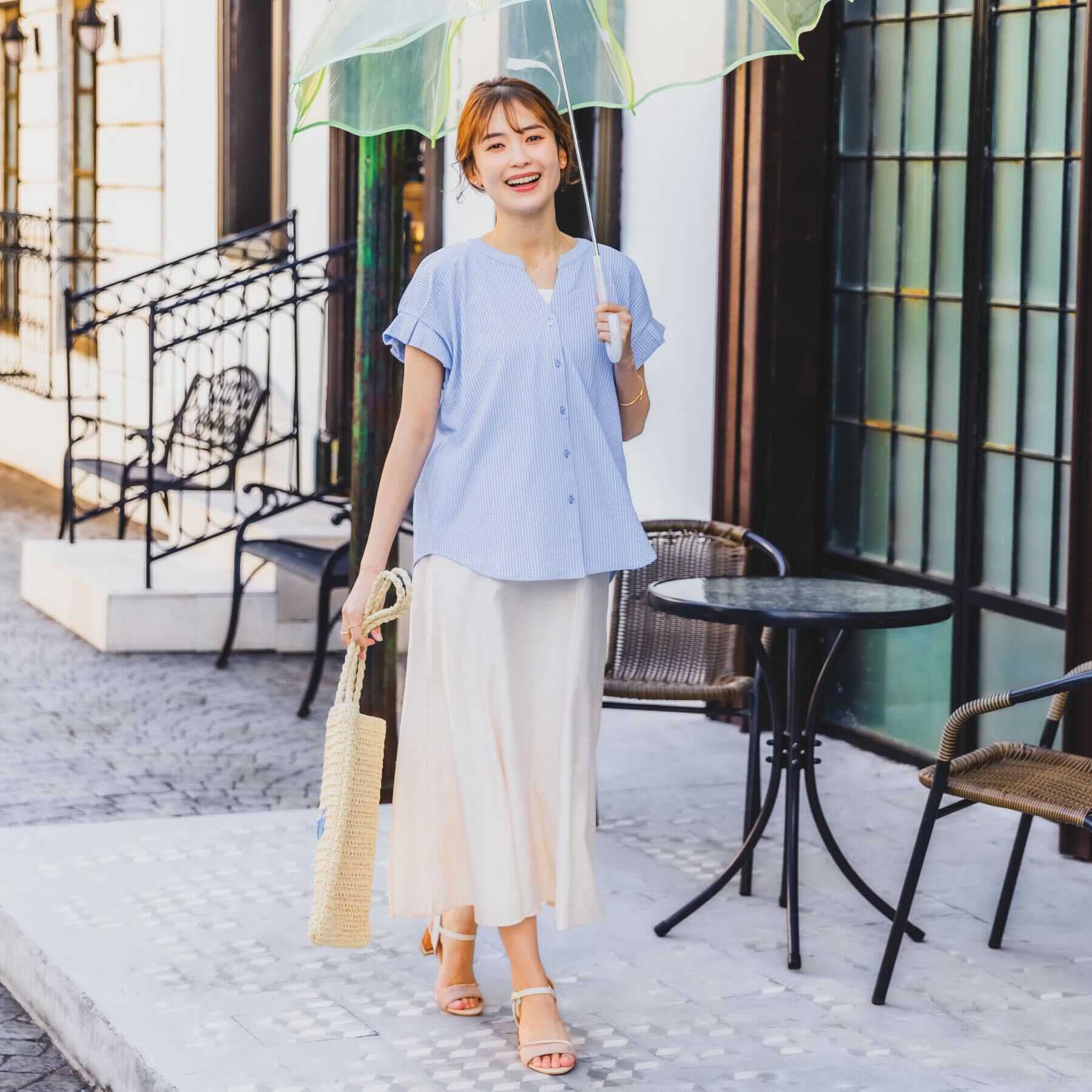 ITS&rsquo;DEMO「【洗濯機OK／洗濯後しわになりにくい】カットサッカー袖タックプルオーバー」|シャツ・ブラウス|