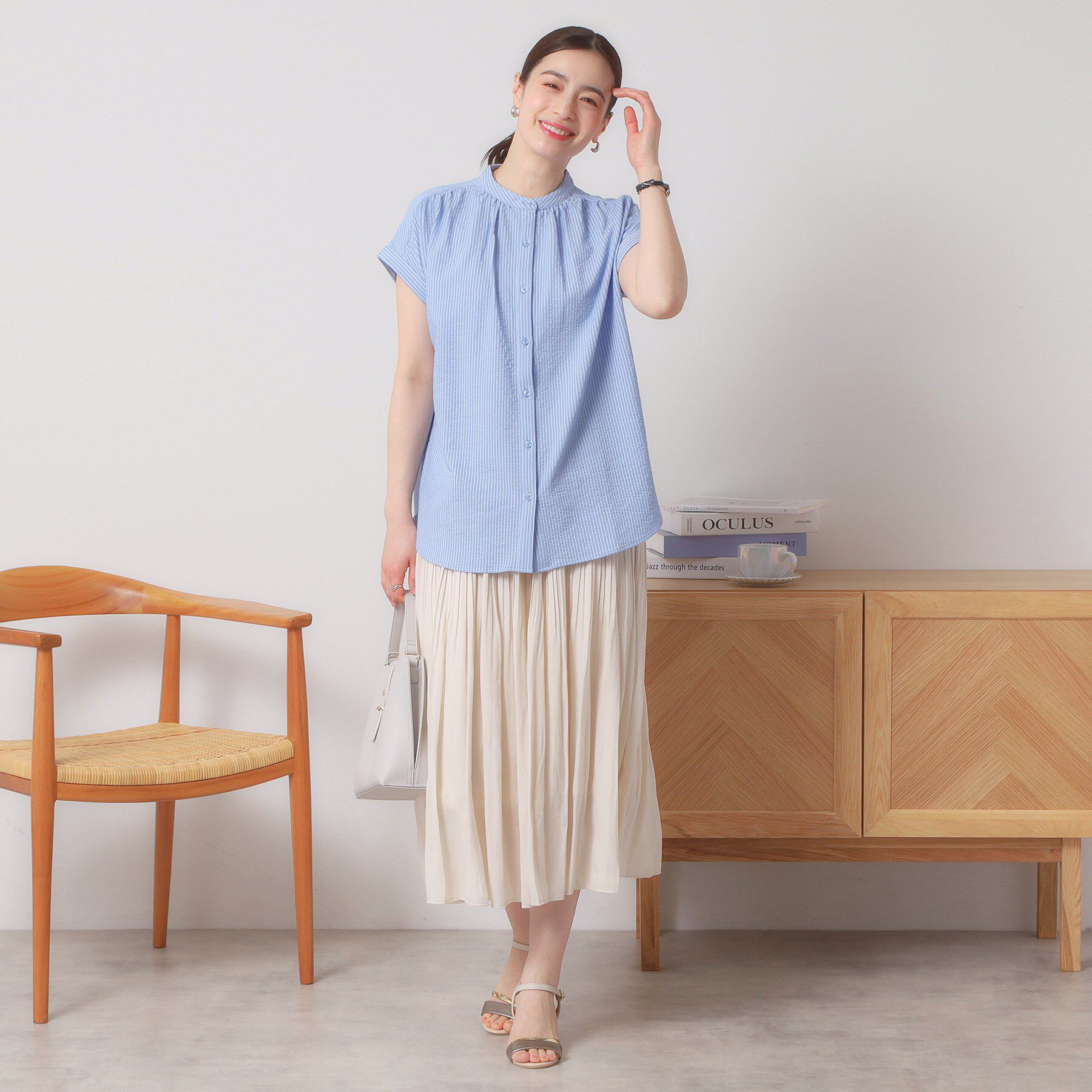 ITS&rsquo;DEMO「【洗濯機OK／洗濯後しわになりにくい】カットサッカー前開きプルオーバー」|シャツ・ブラウス|