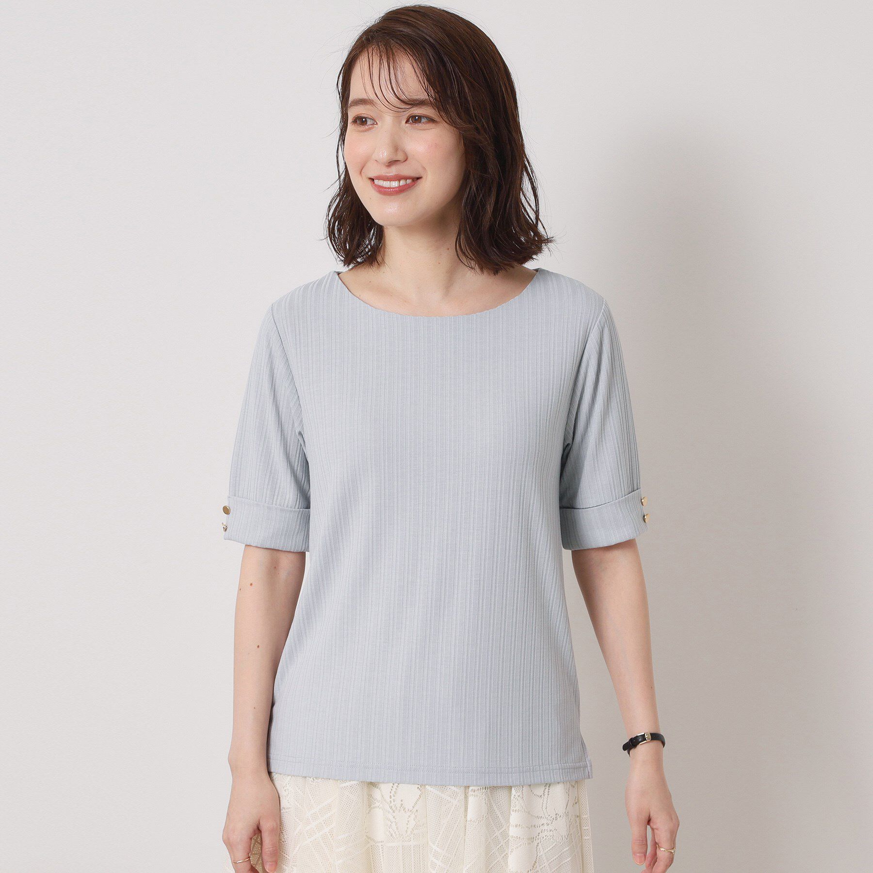 ITS&rsquo;DEMO「【手洗い可】ランダムテレコ袖釦プルオーバー」|Tシャツ・カットソー|