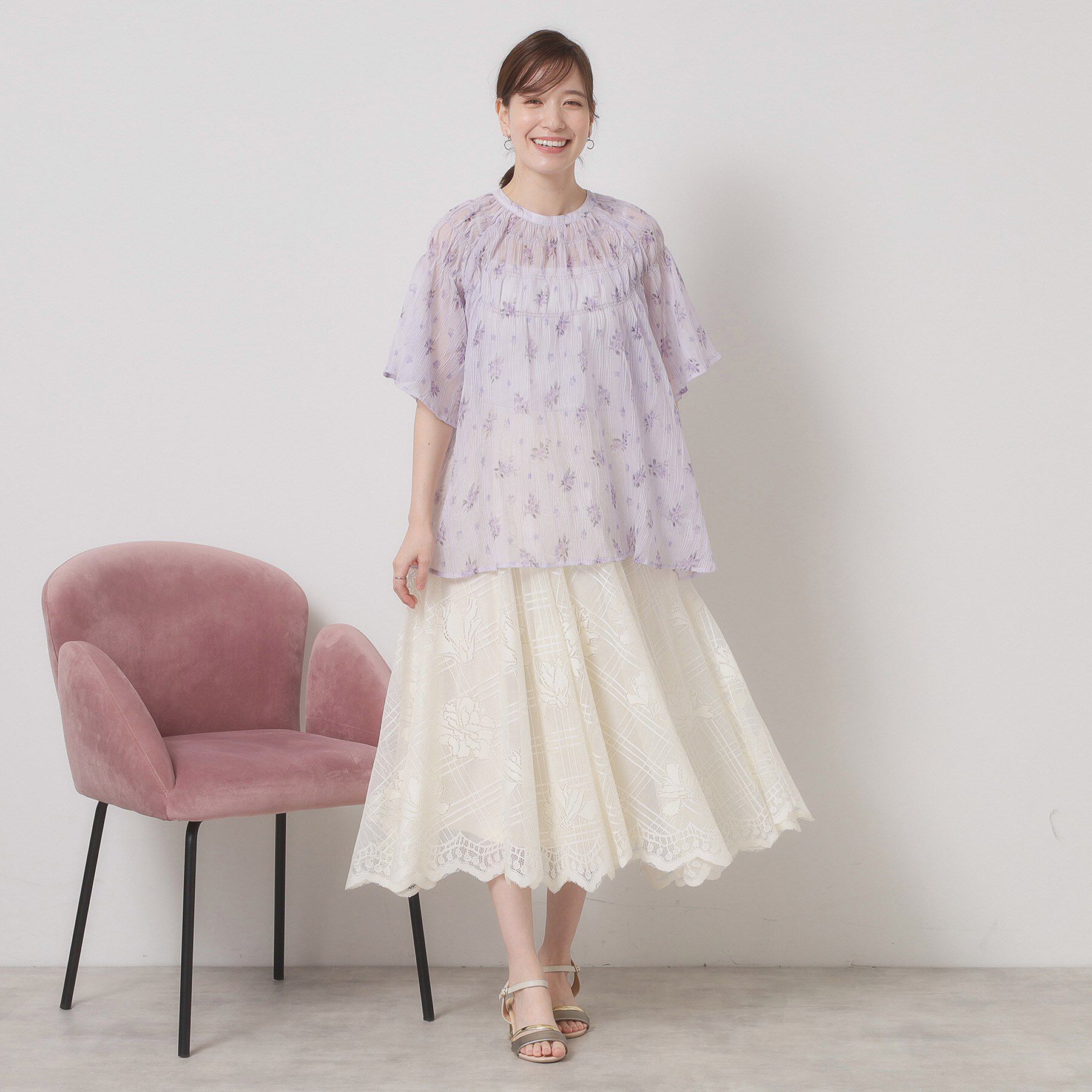 ITS&rsquo;DEMO「【手洗い可】花柄楊柳ブラウス」|シャツ・ブラウス|