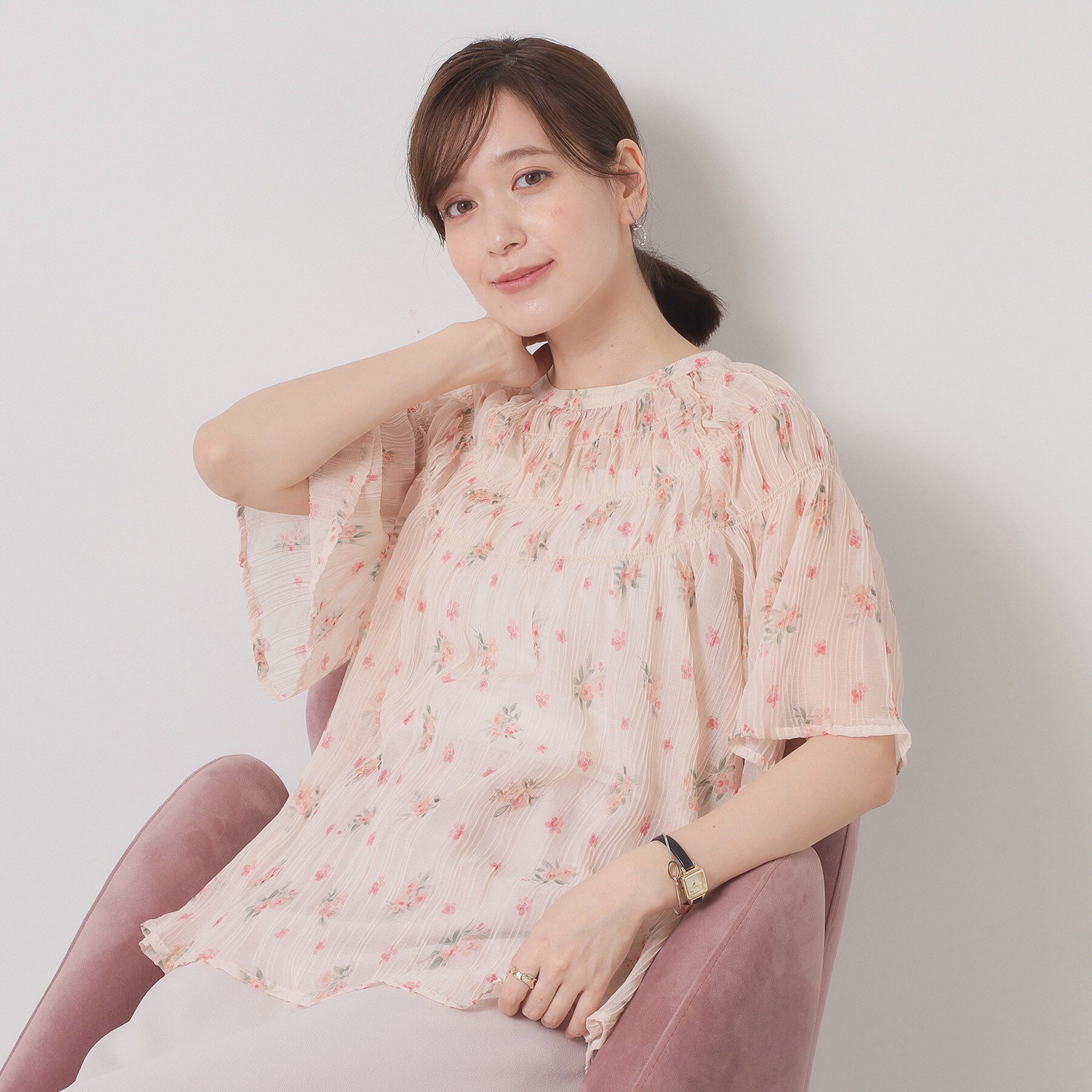 ITS&rsquo;DEMO「【手洗い可】花柄楊柳ブラウス」|シャツ・ブラウス|
