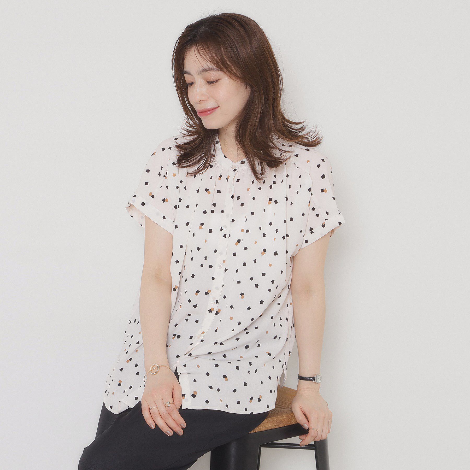 ITS&rsquo;DEMO「【手洗い可】キカドットブラウス」|シャツ・ブラウス|
