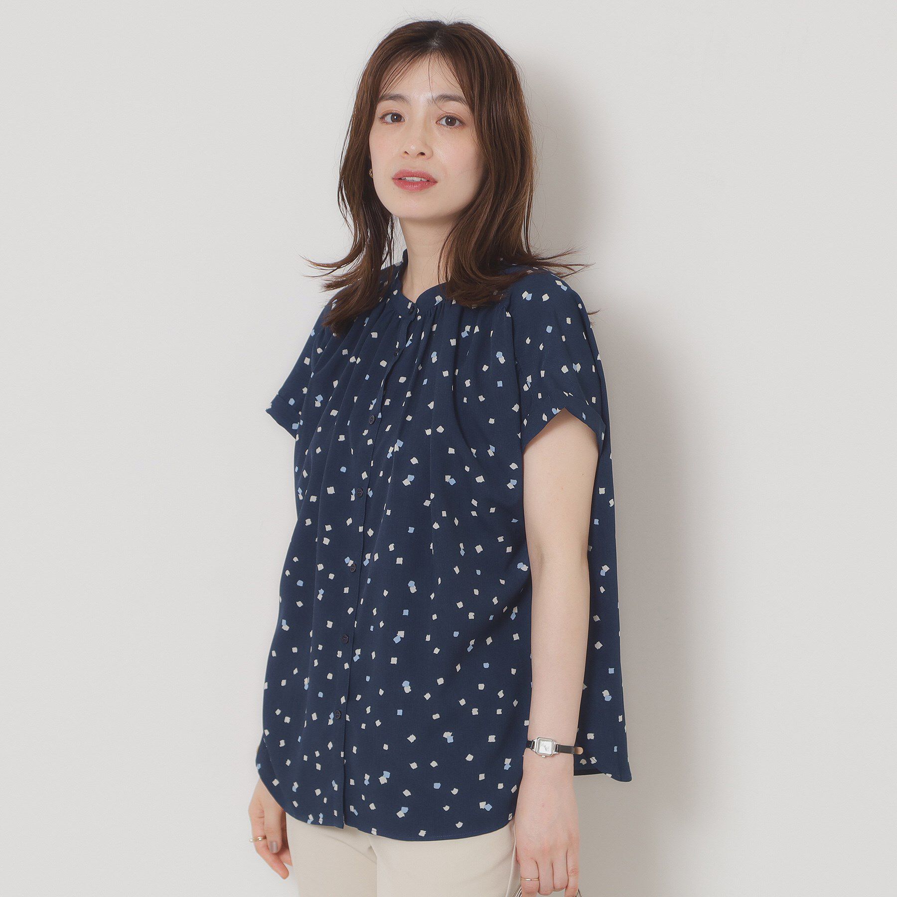 ITS&rsquo;DEMO「【手洗い可】キカドットブラウス」|シャツ・ブラウス|ネイビー(194)