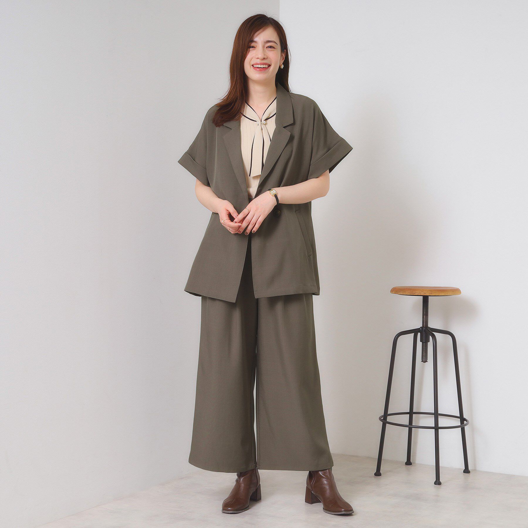 ITS&rsquo;DEMO「【手洗い可／セットアップ可】5分袖ジャケット」|テーラードジャケット|