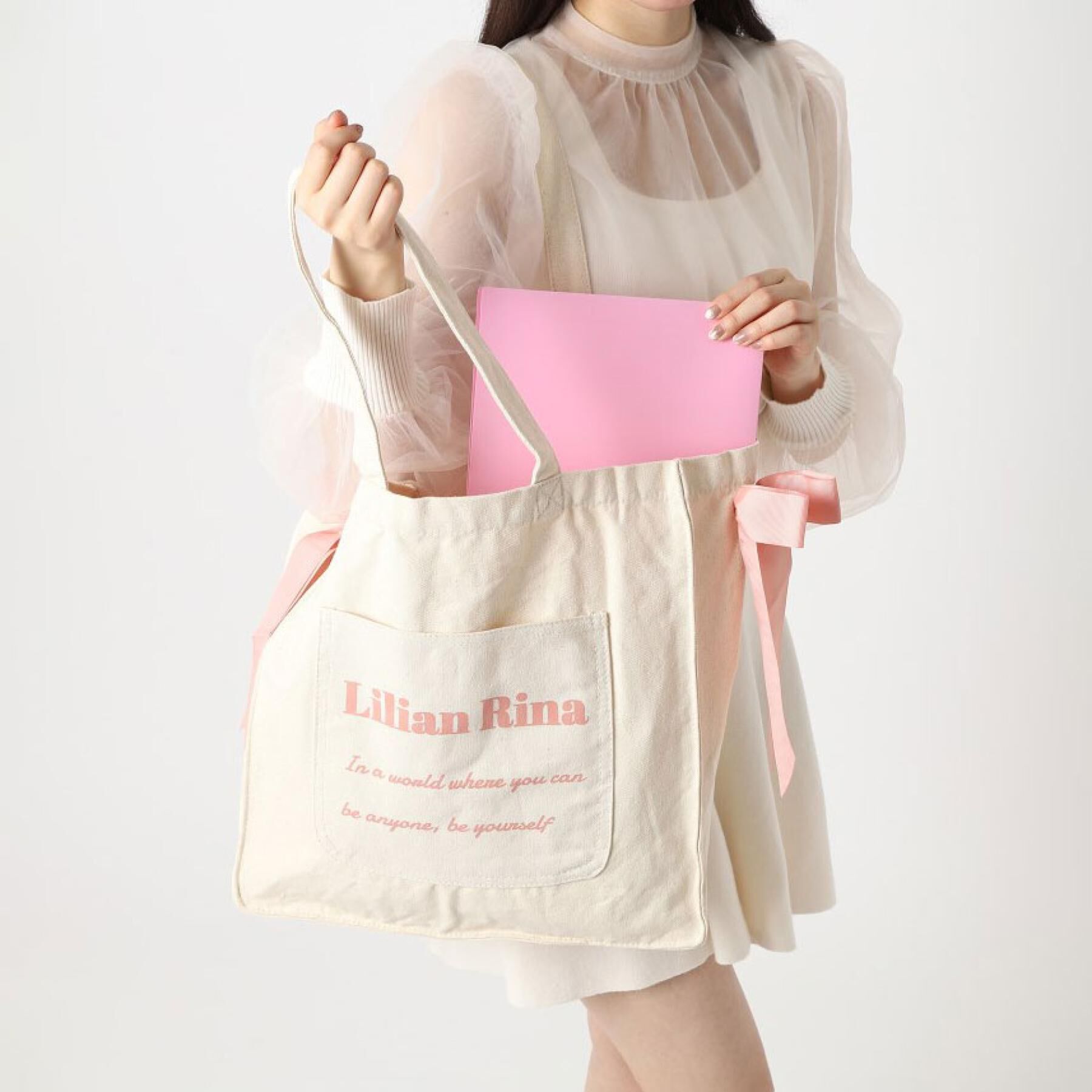 Ober Tashe「【新色入荷】推し活にもぴったり！リリアンリーナサイドリボントートバッグ」|トートバッグ|ピンク(072)