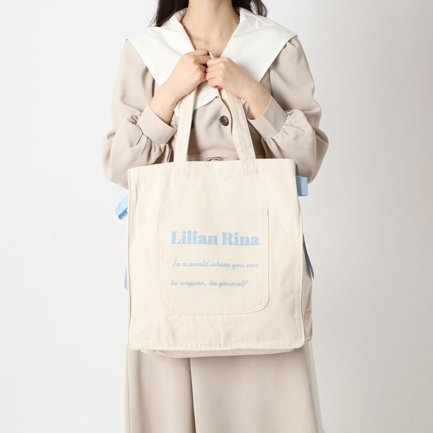 Ober Tashe「【新色入荷】推し活にもぴったり！リリアンリーナサイドリボントートバッグ」|トートバッグ|ブルー(092)