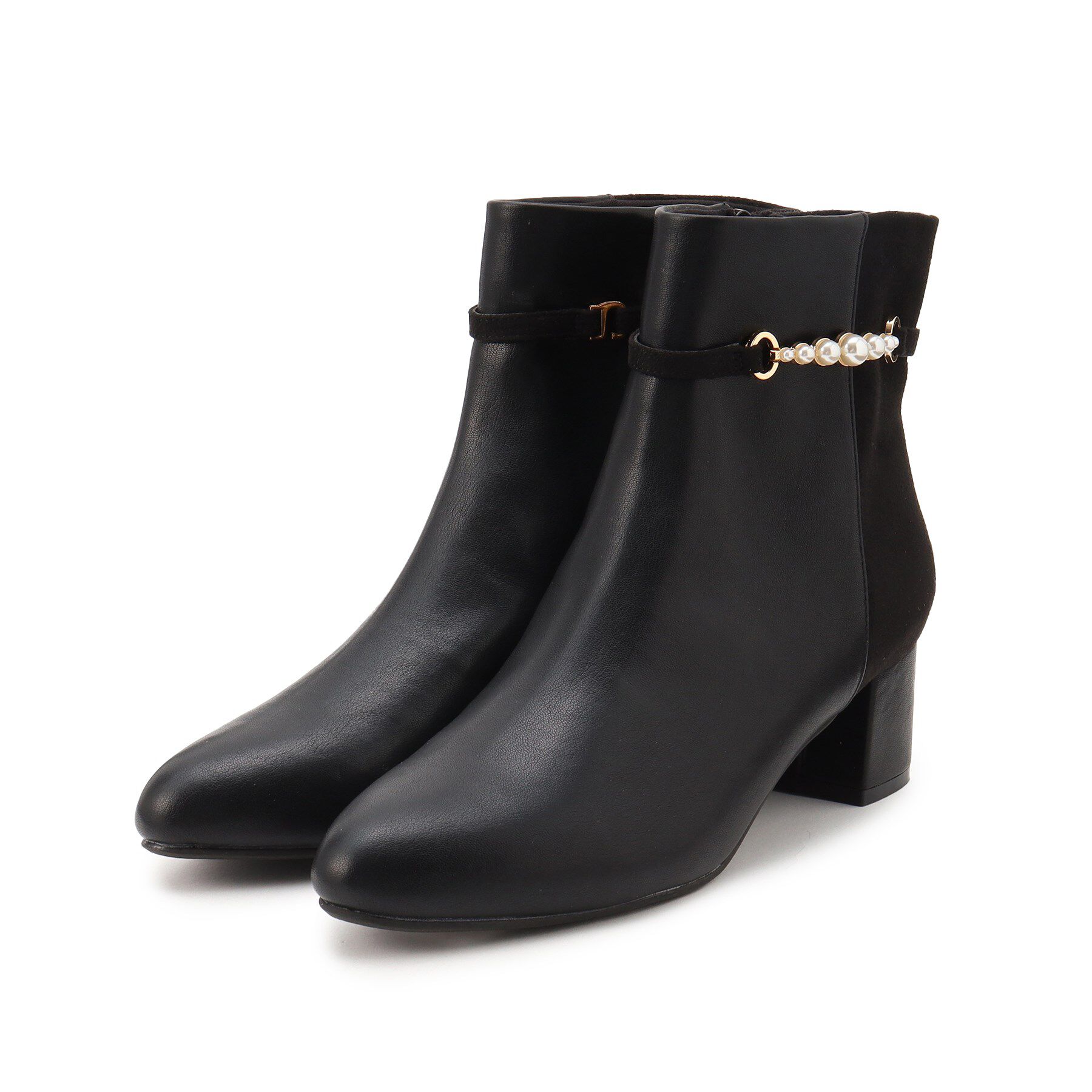 ESPERANZA「アーモンドトゥサイドフェイクパールショートブーツ」|ショートブーツ|