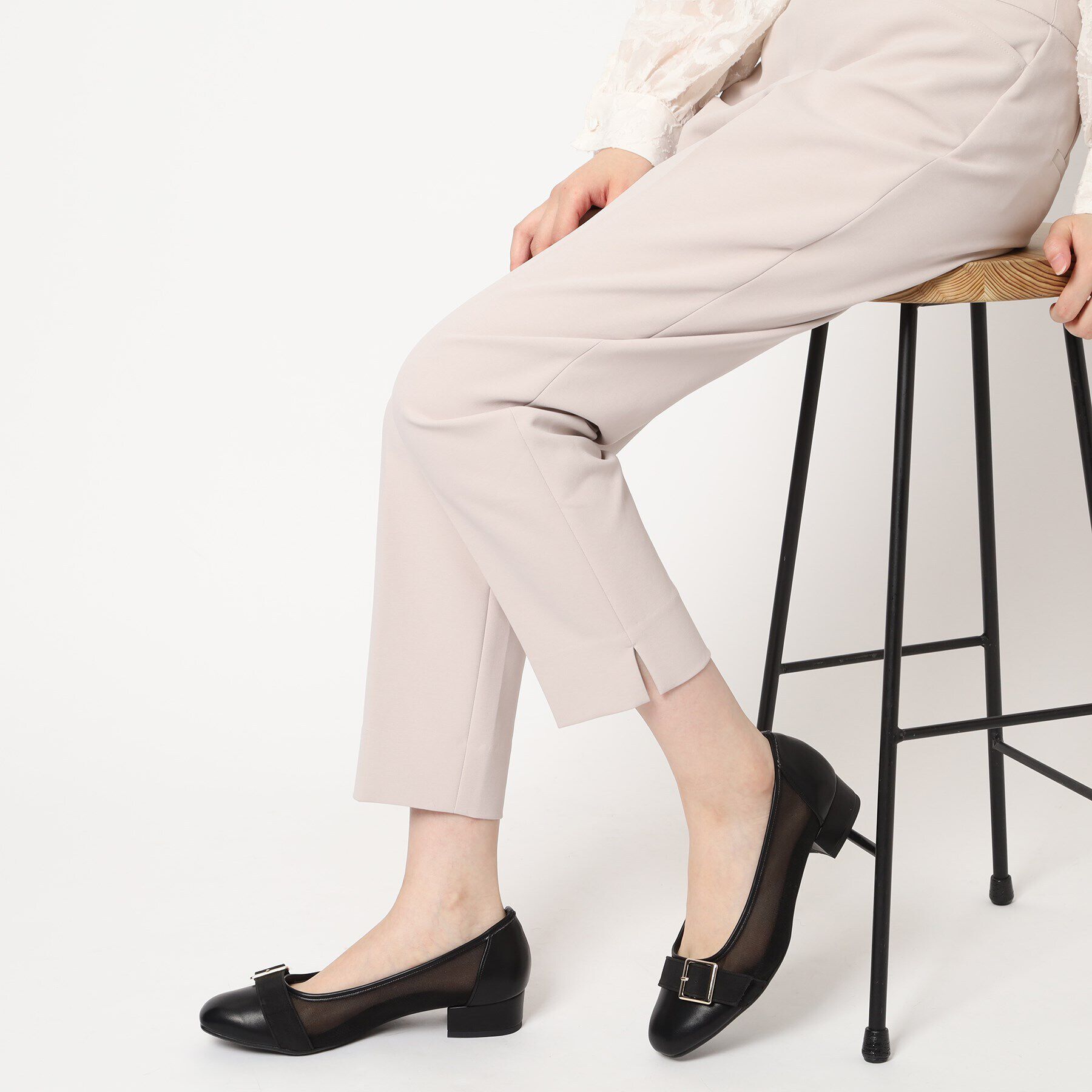 ESPERANZA「チュールバックルベルトフラットパンプス」|パンプス|