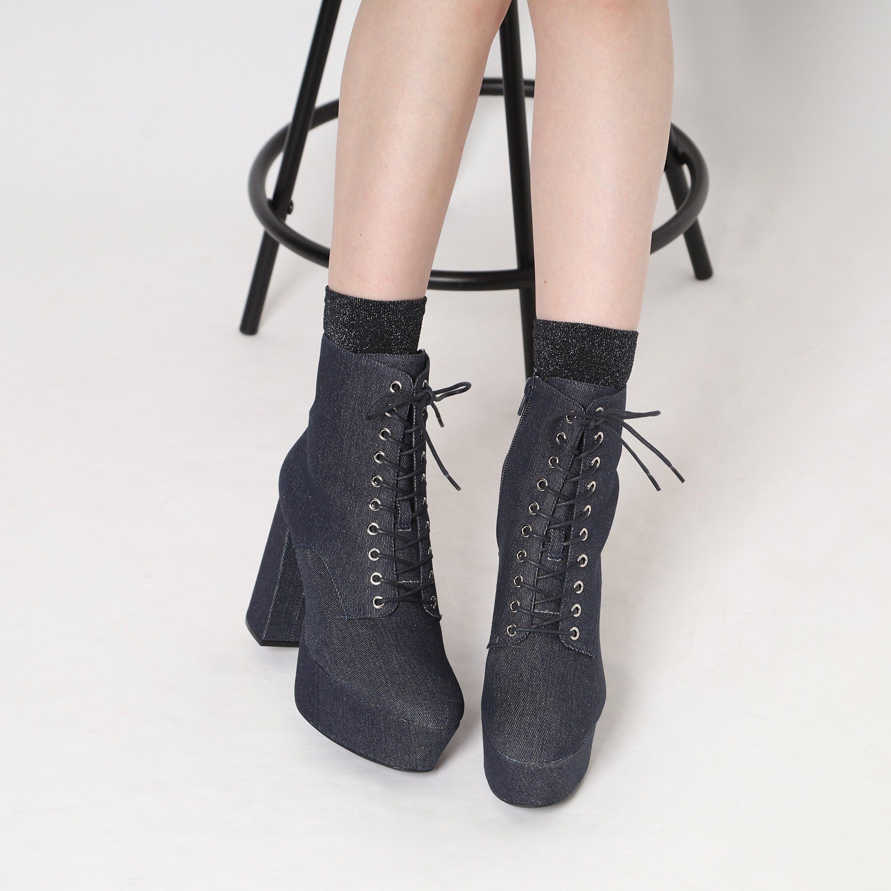 ESPERANZA「【ラク盛り／ショートブーツ】リピーター続出／脚長美脚　厚底レースアップブーツ」|ショートブーツ|