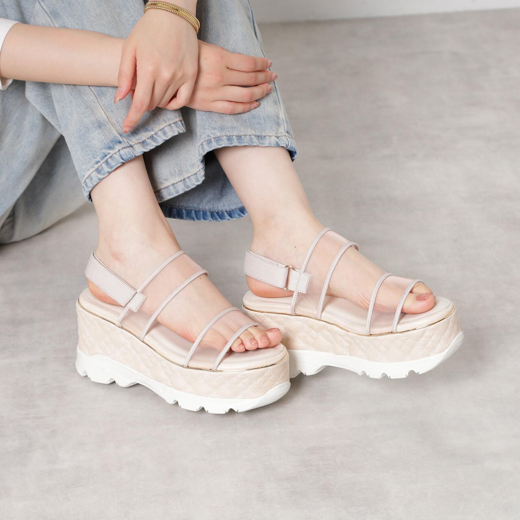 ESPERANZA「キルティング厚底スポサン」|サンダル|ベージュ(352)