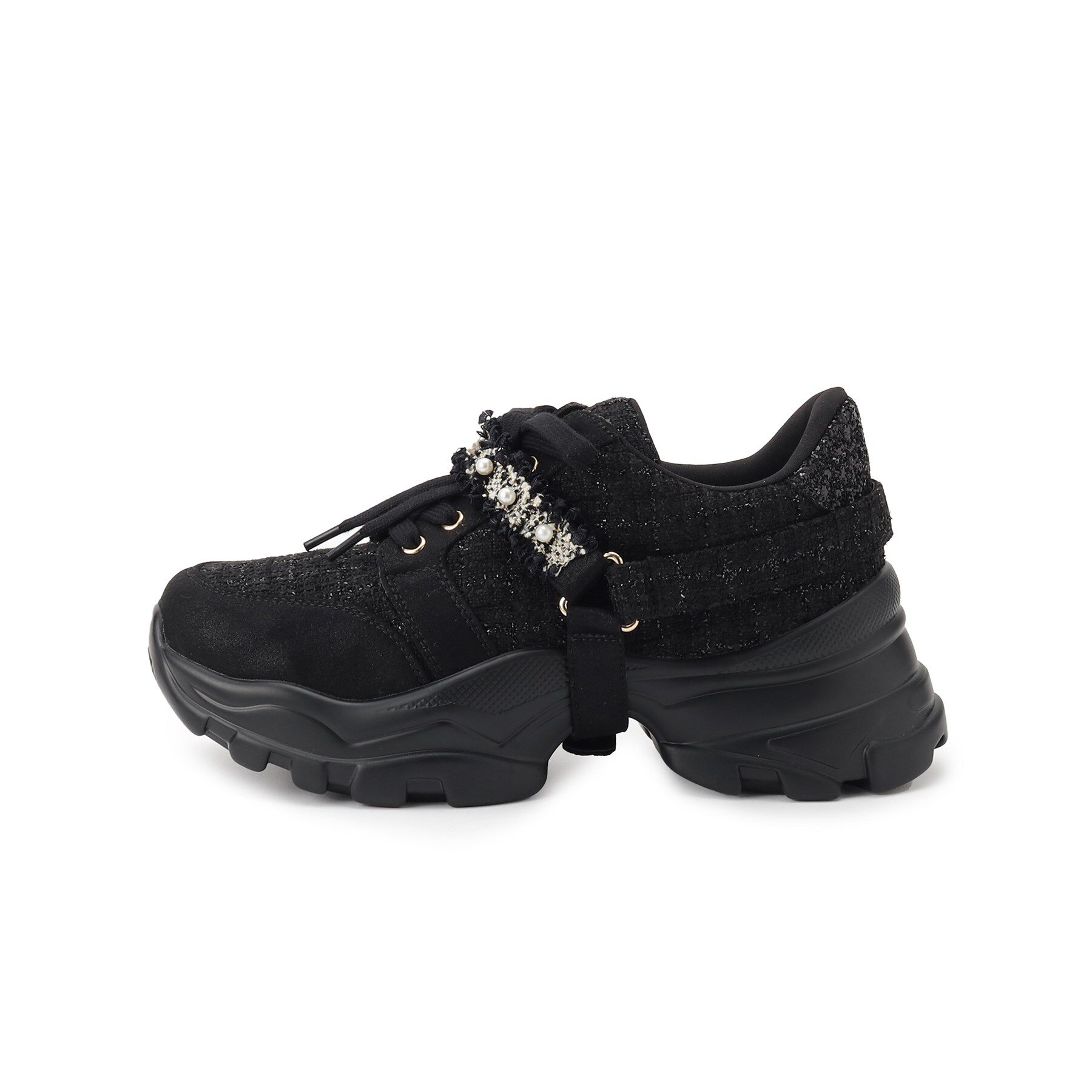 ESPERANZA「フリル&times;パール調ベルトツイードスニーカー」|スニーカー|