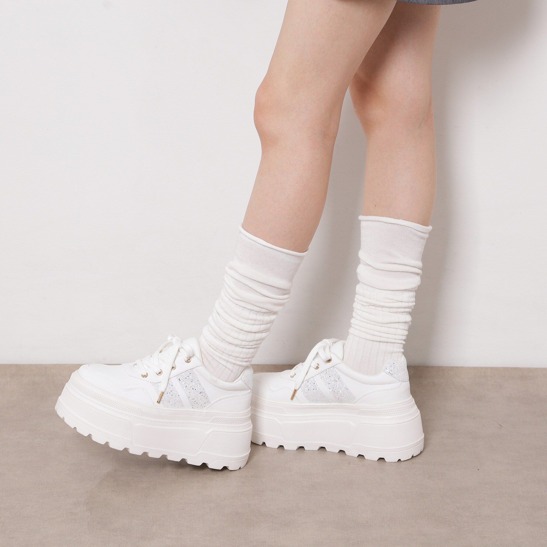 ESPERANZA「ラメライン厚底スニーカー」|スニーカー|ホワイト(001)