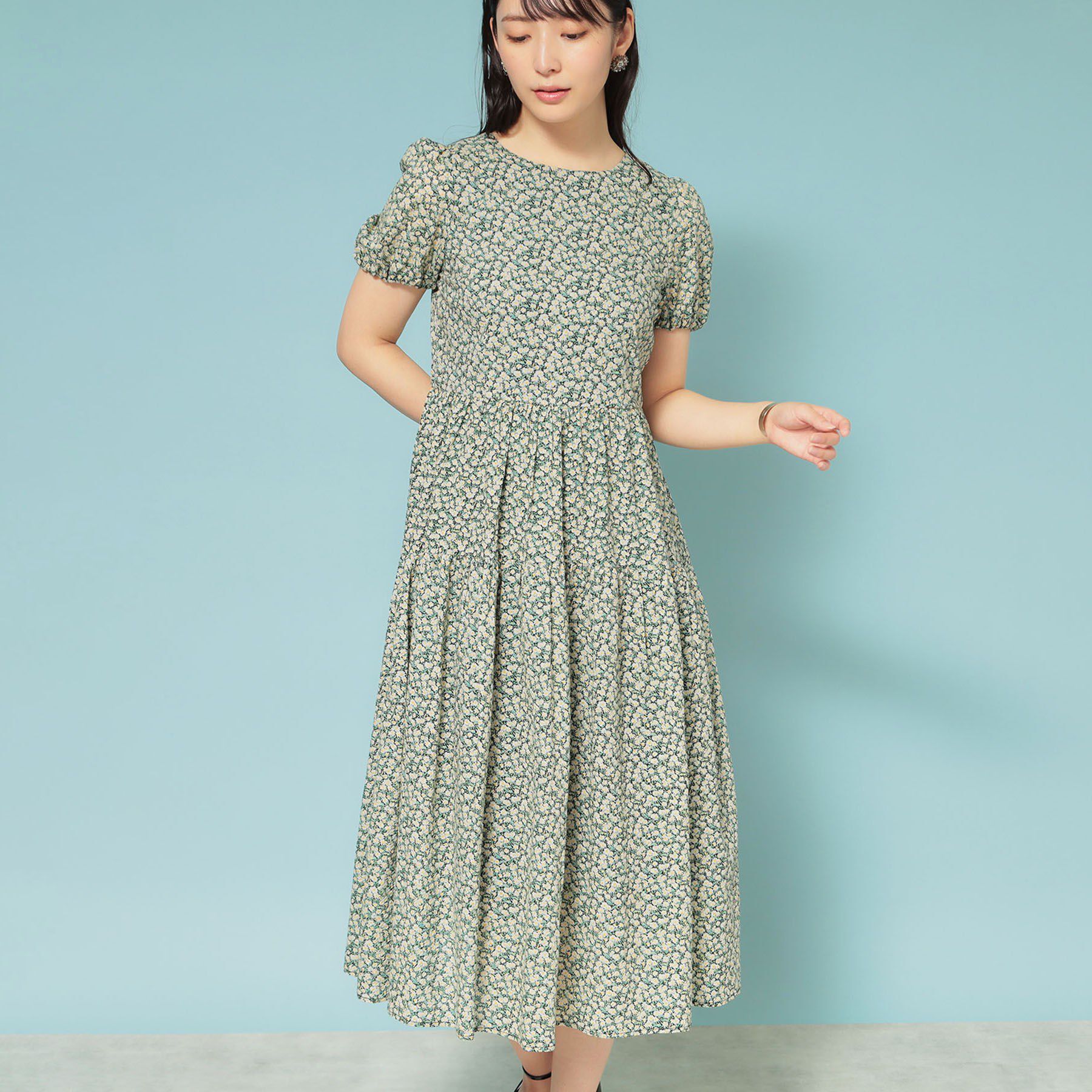 SunaUna「【Web限定カラー／リバティプリント】パフスリーブワンピース」|ワンピース|