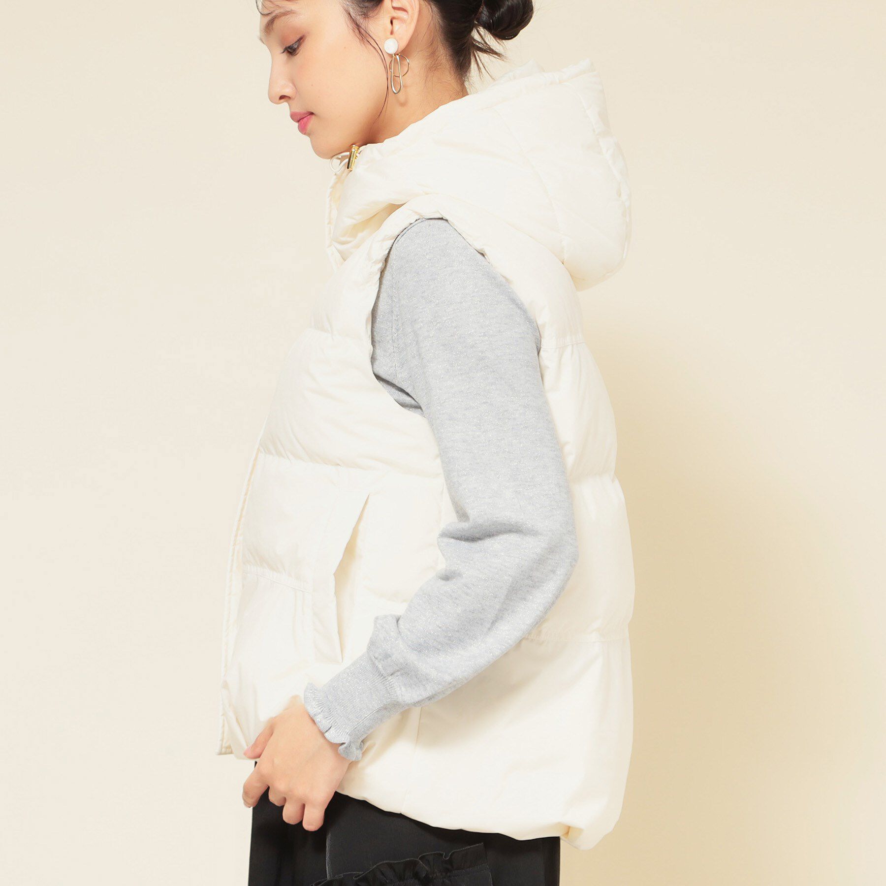 SunaUna「【フード付き／2色展開】ダウンベスト」|ダウンベスト・ベスト|